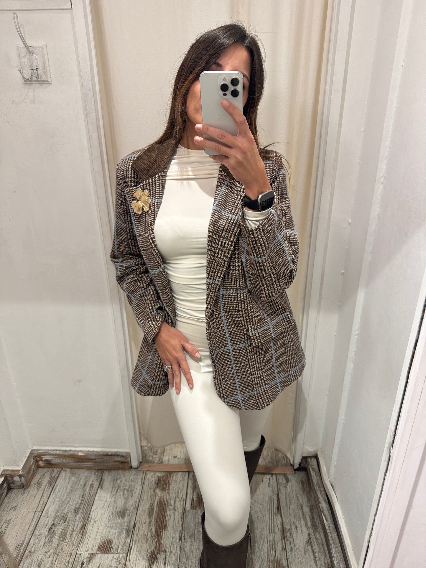BLAZER OVER PRINCIPE DI GALLES MARRONE