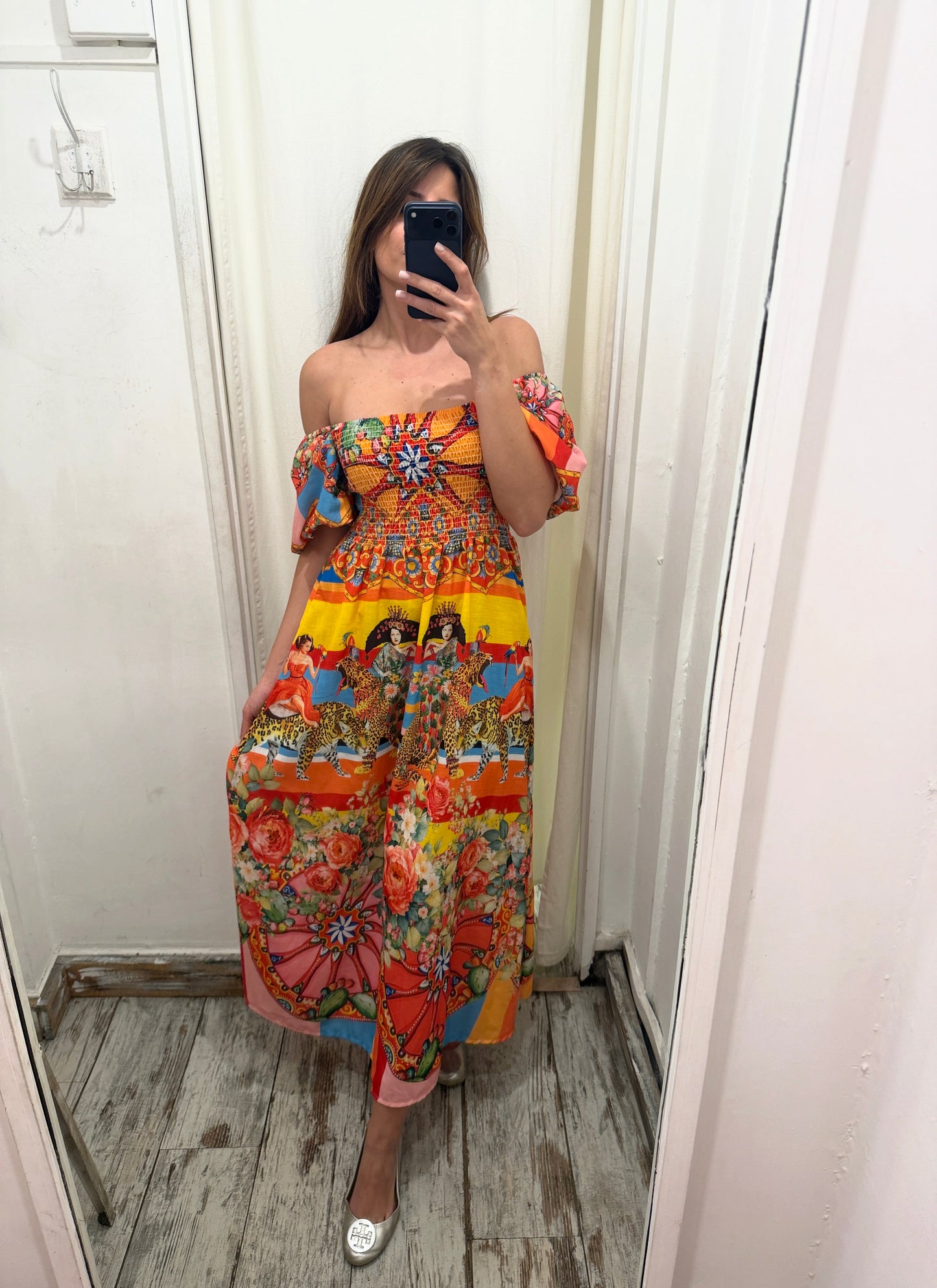 NEW COLLECTION - ABITO LONGUETTE FANTASIA MULTICOLORE ARANCIO