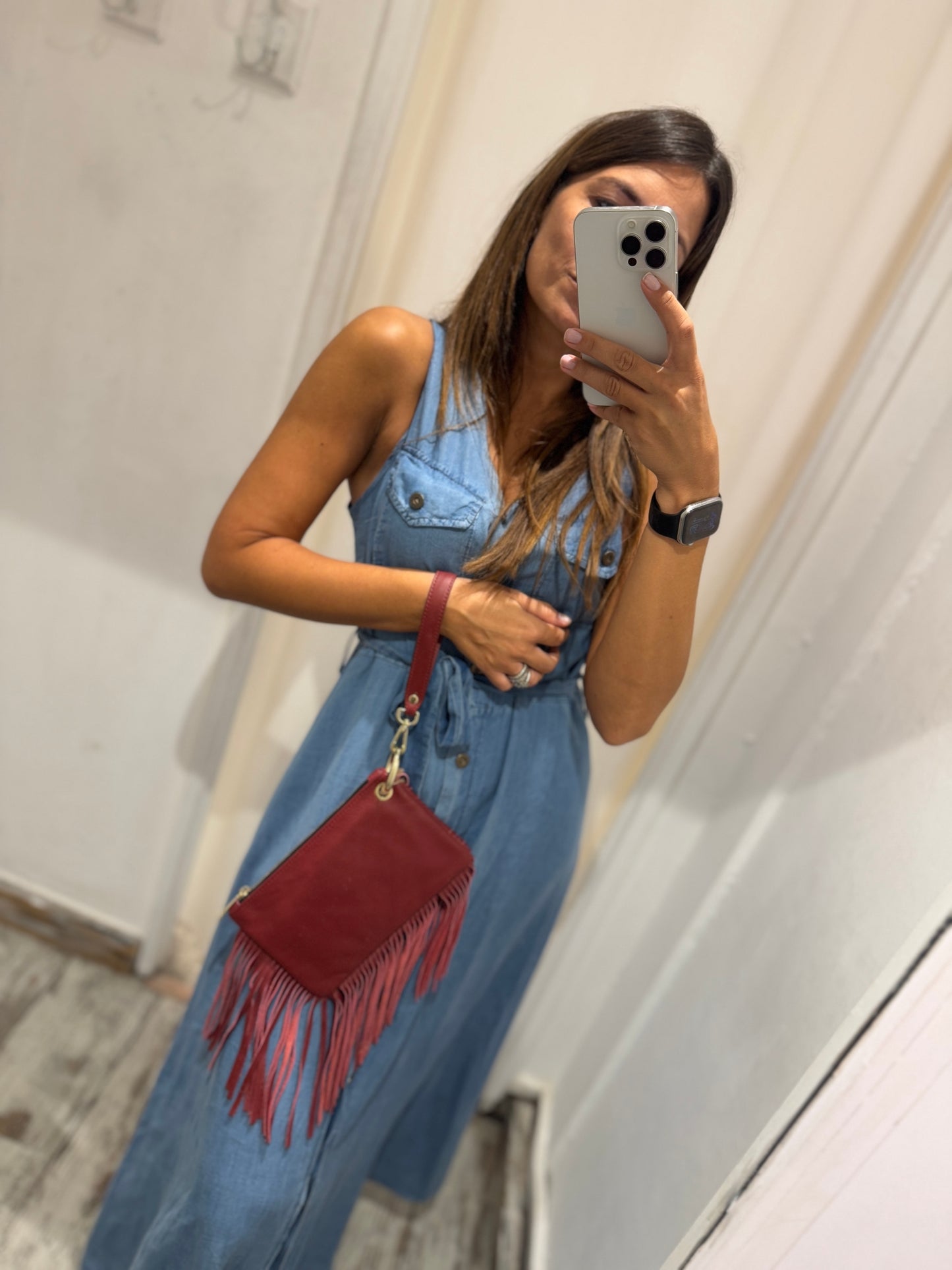 POCHETTE FRANGE IN PELLE