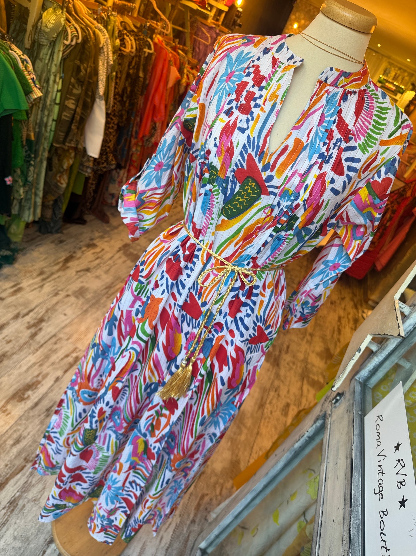 ABITO COTONE BIANCO MULTICOLORE