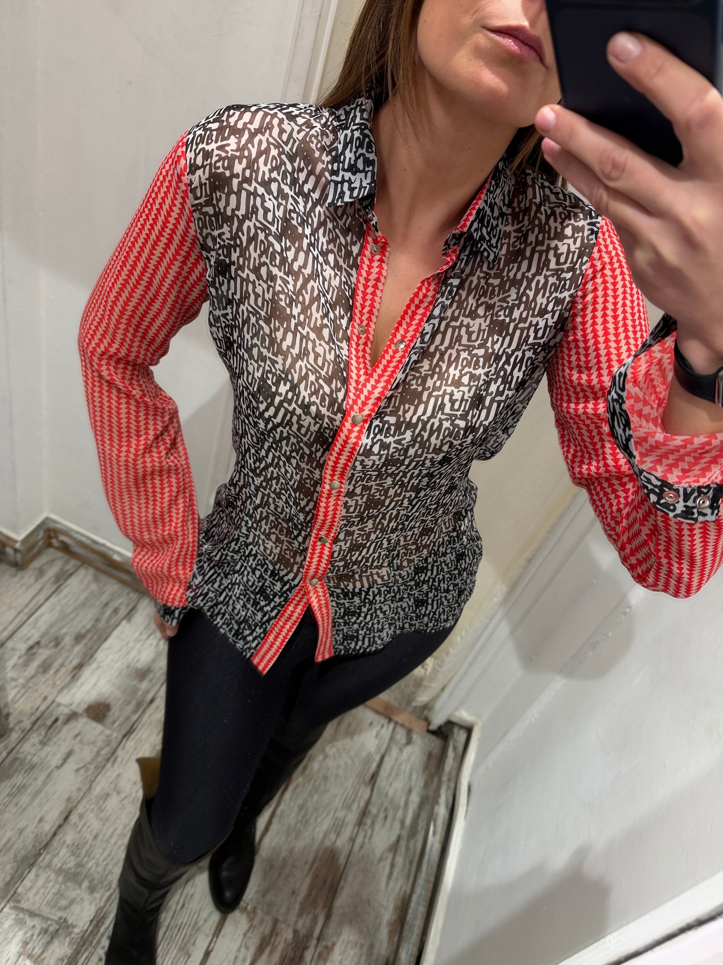 NEW COLLECTION - CAMICIA PIANO by PIANURA STUDIO FANTASIA NERO BIANCO E ROSSO