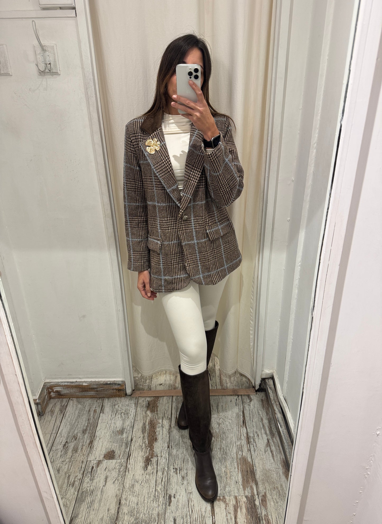 BLAZER OVER PRINCIPE DI GALLES MARRONE