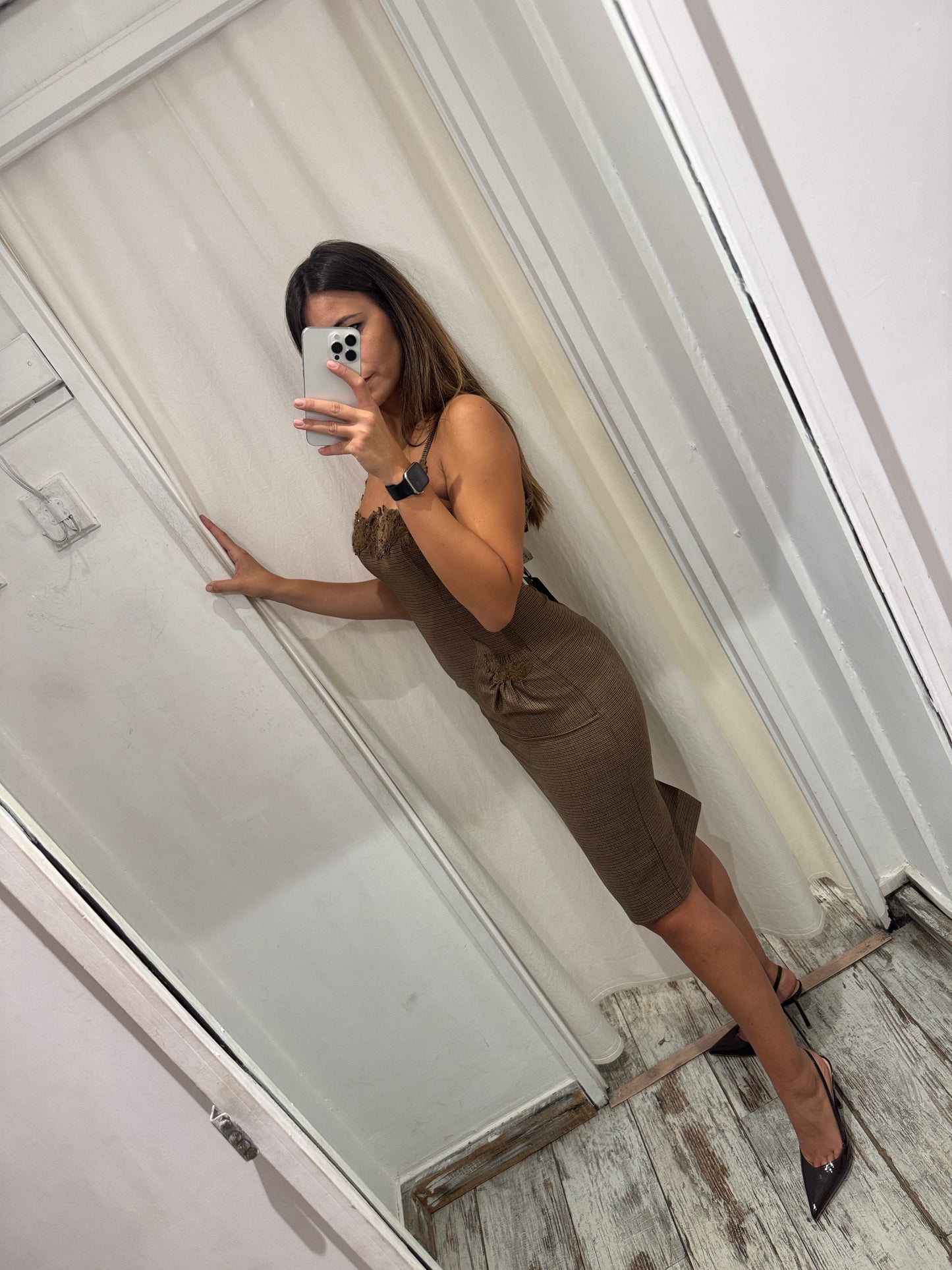 TUBINO ERMANNO SCERVINO PIED DE POULE MARRONE