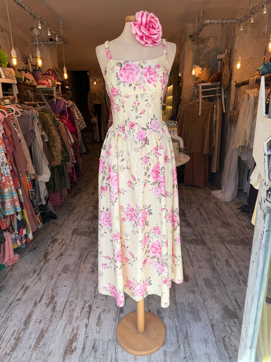 NEW COLLECTION - ABITO LONGUETTE GIALLO FIORI ROSA