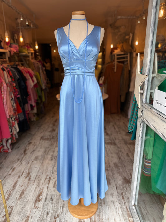 NEW COLLECTION - ABITO LUNGO SATIN CELESTE