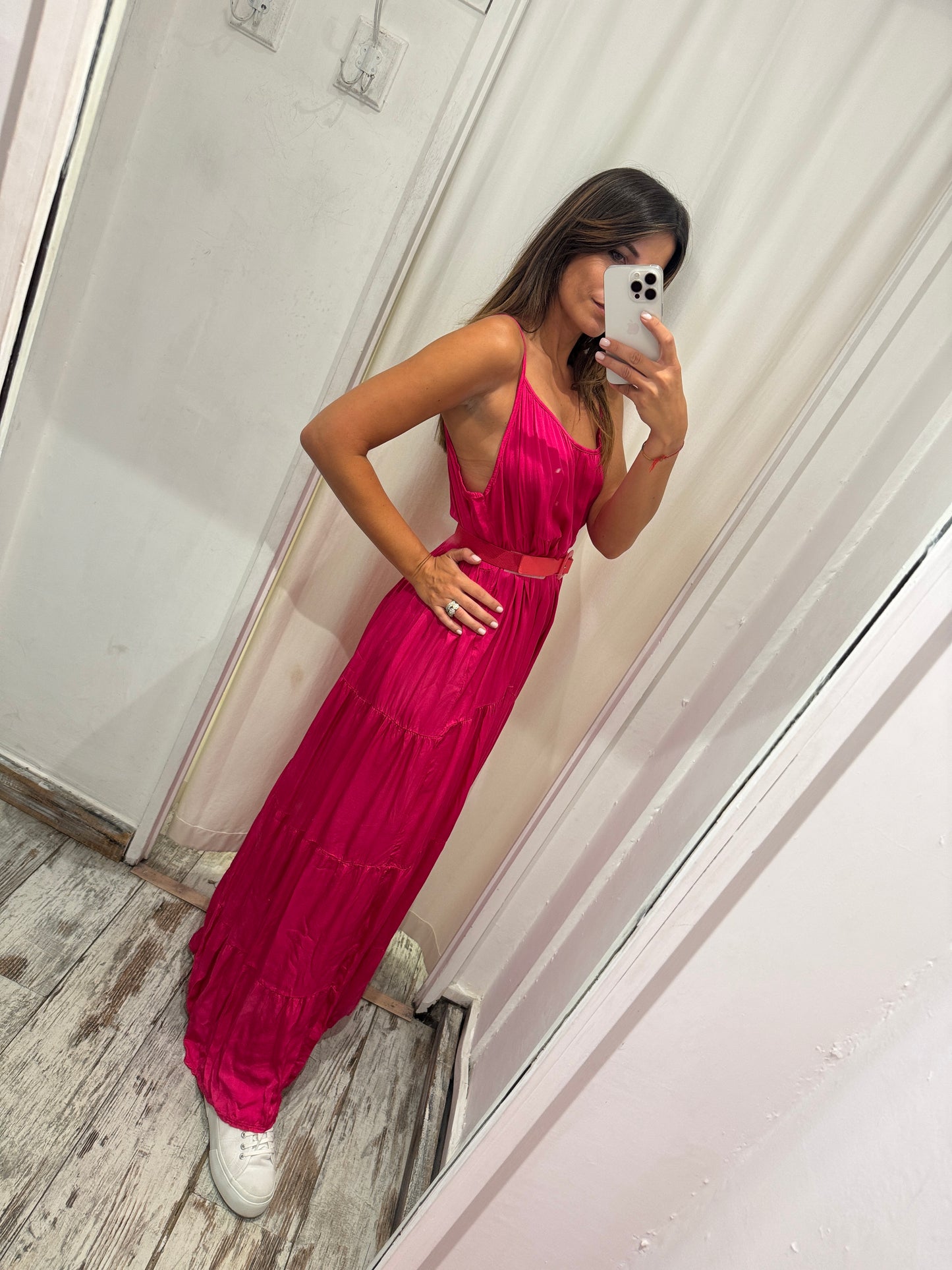 ABITO FUCSIA SATIN LUNGO