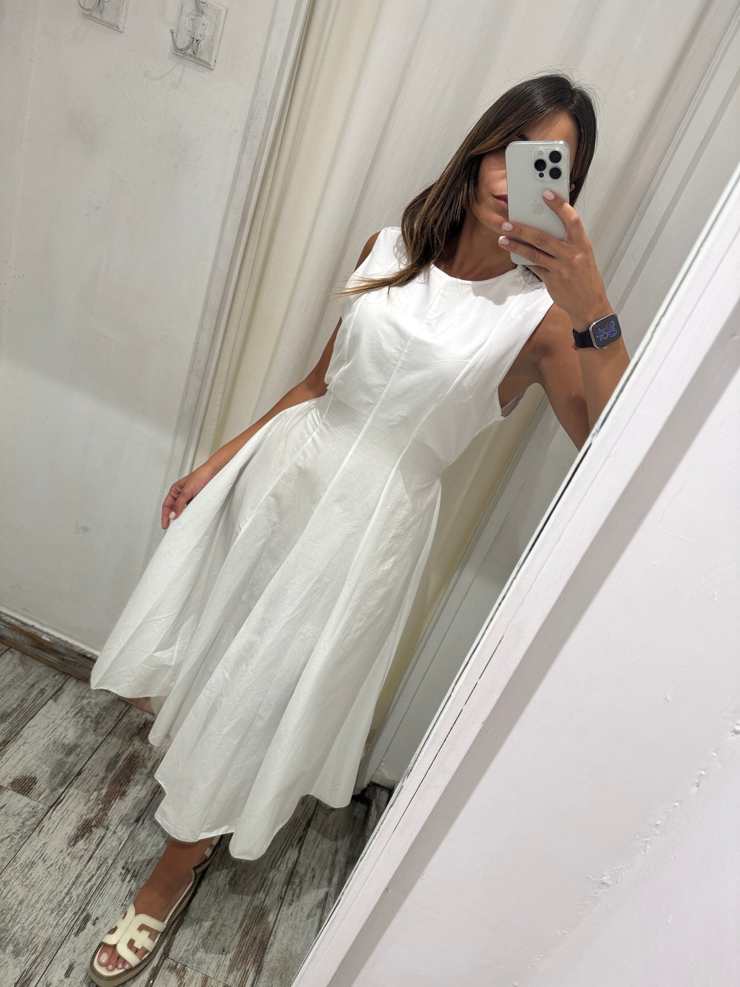 ABITO MIDI BIANCO SVASATO