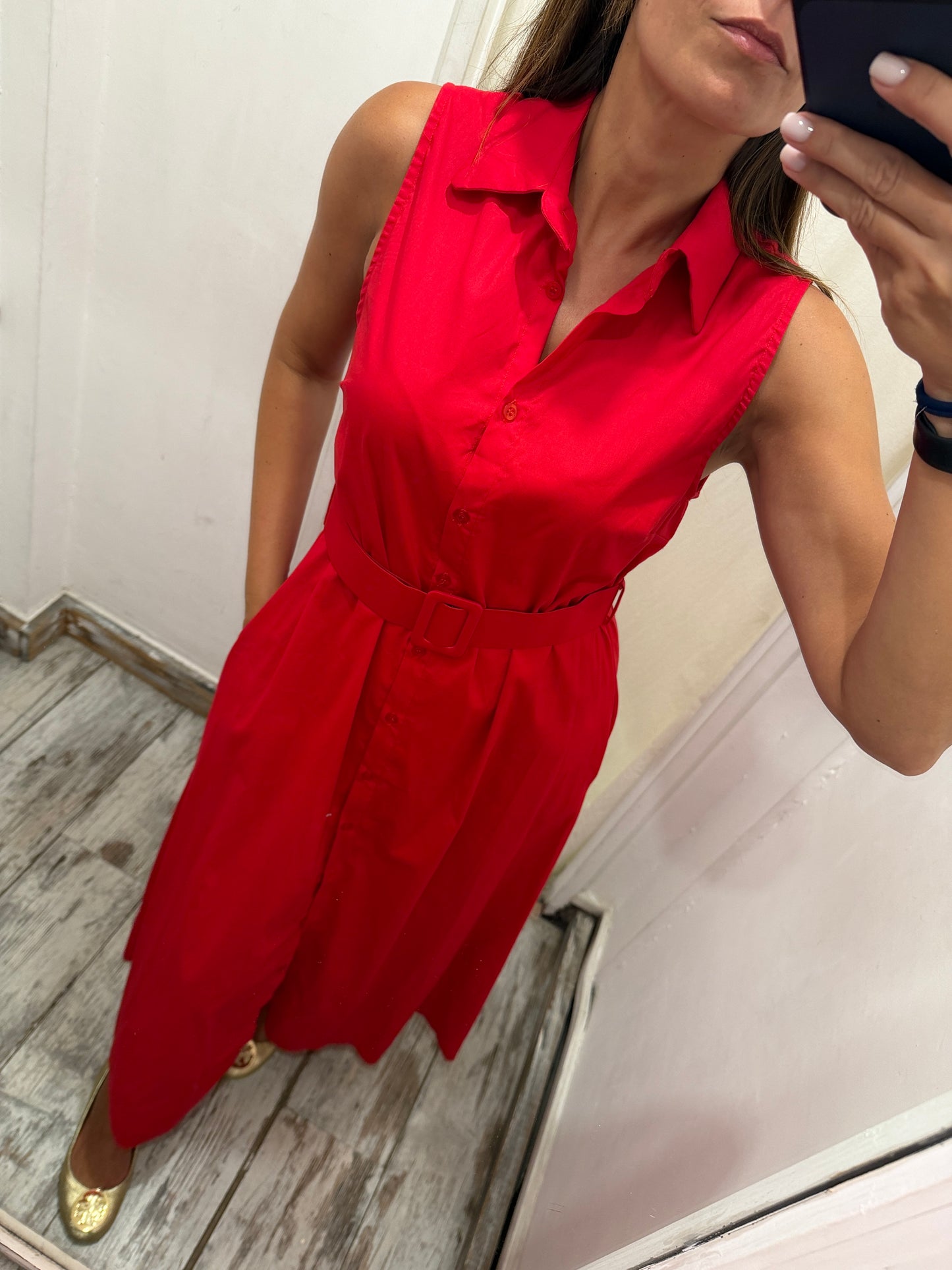 ABITO CHEMISIER COTONE ROSSO