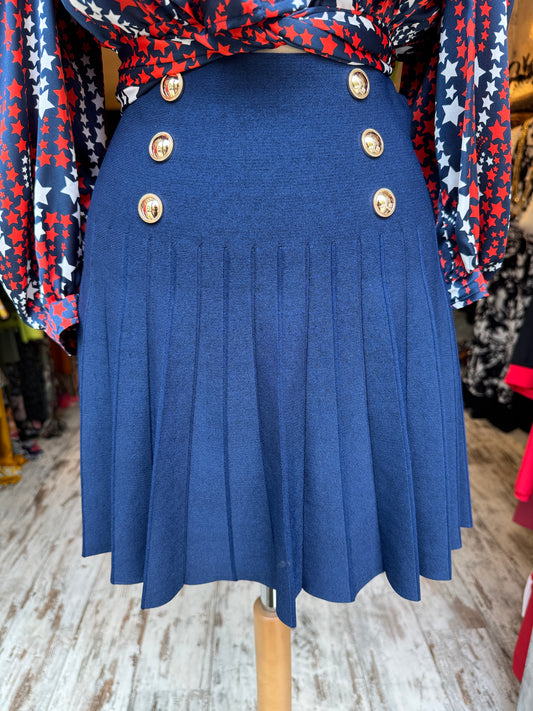 GONNA CORTA MAGLIA BLU