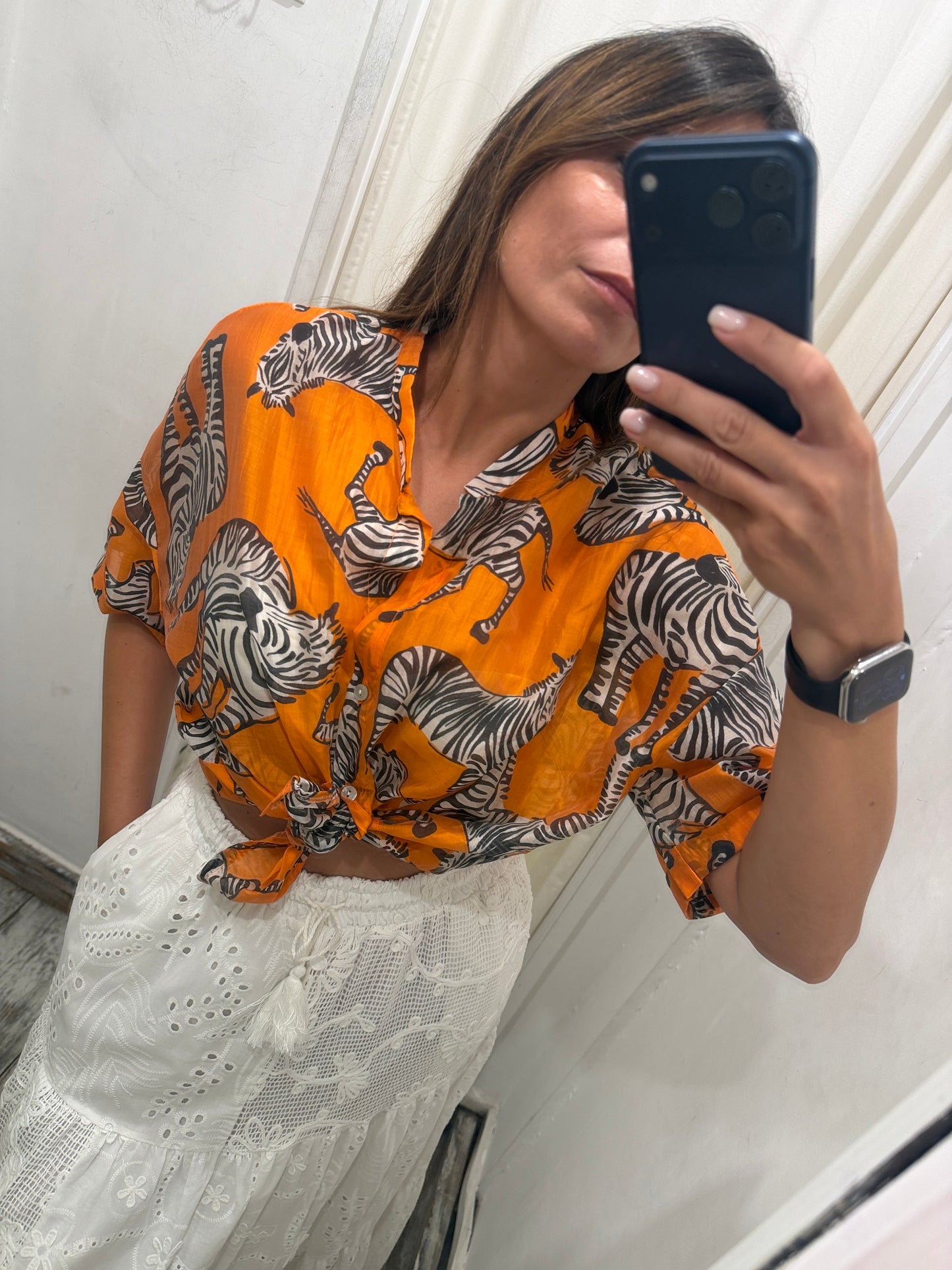 CAMICIA ARANCIONE ZEBBRE