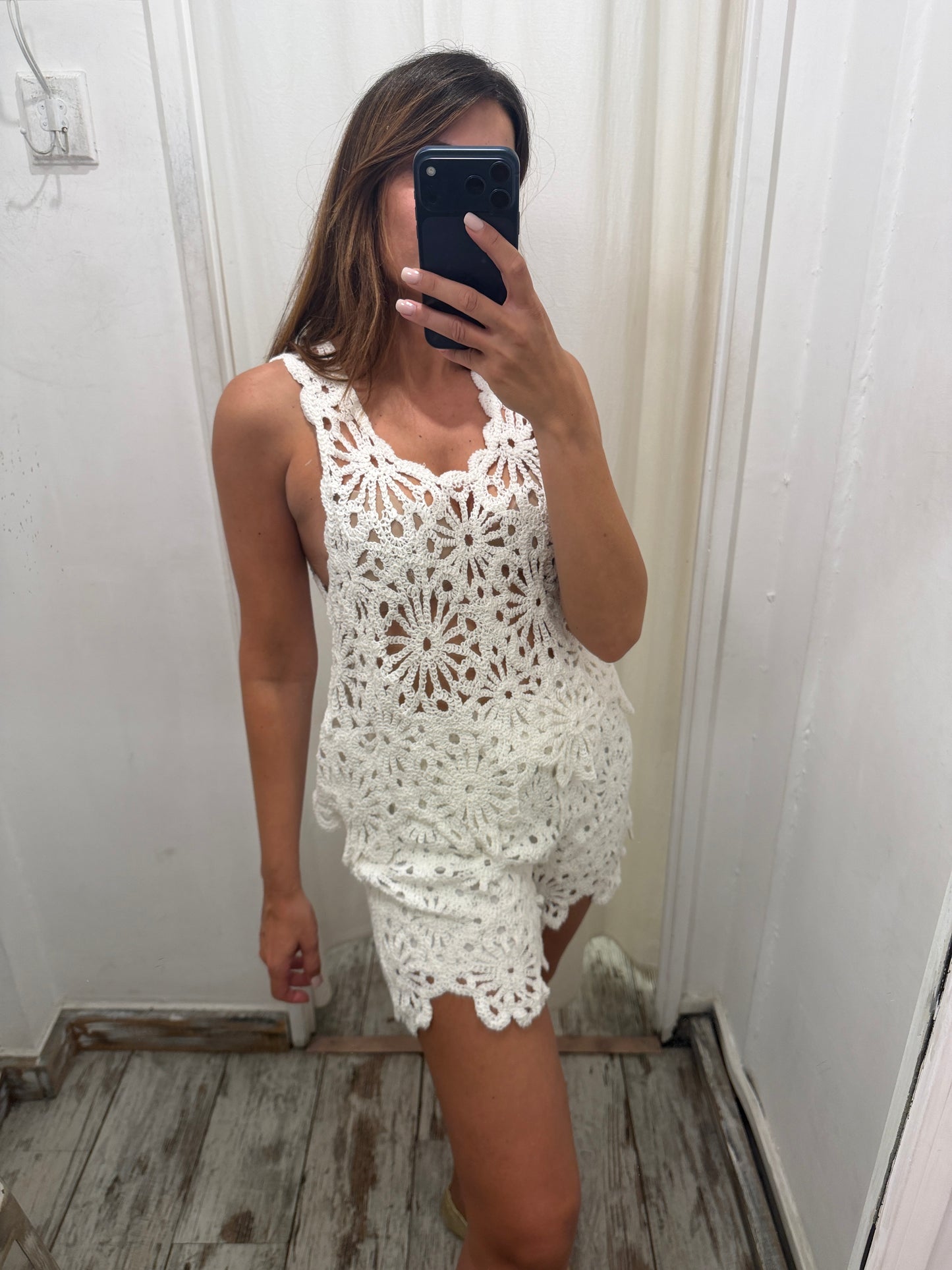 NEW COLLECTION - SHORTS CROCHET BIANCO