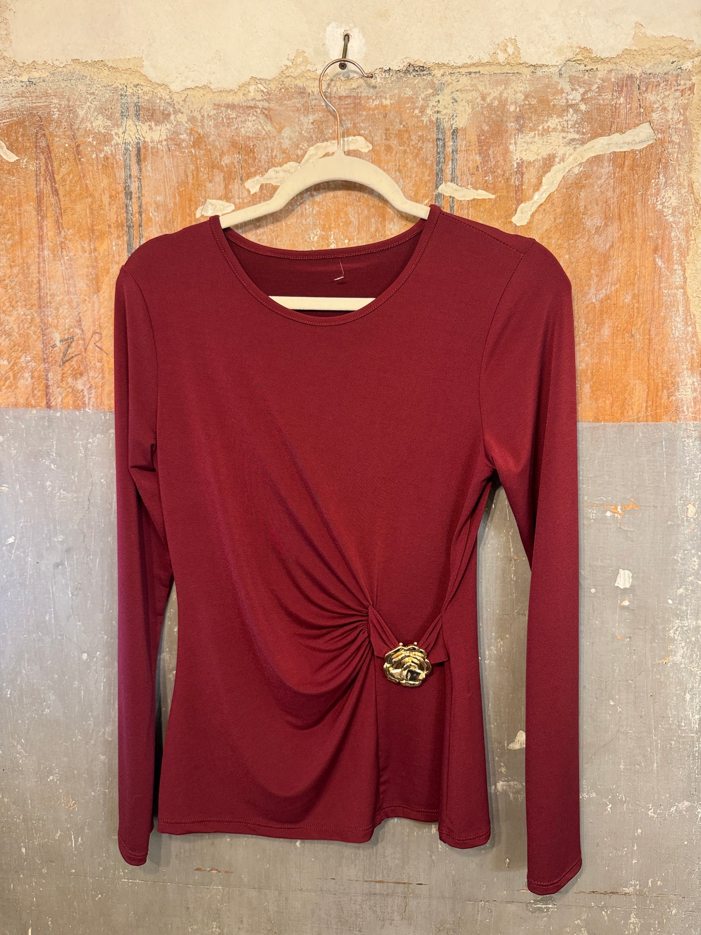 MAGLIA BORDEAUX CON DRAPPEGGIO