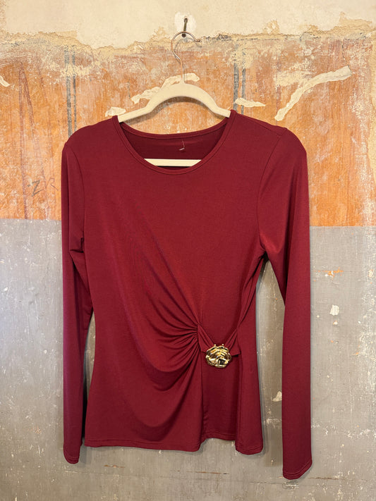 MAGLIA BORDEAUX CON DRAPPEGGIO