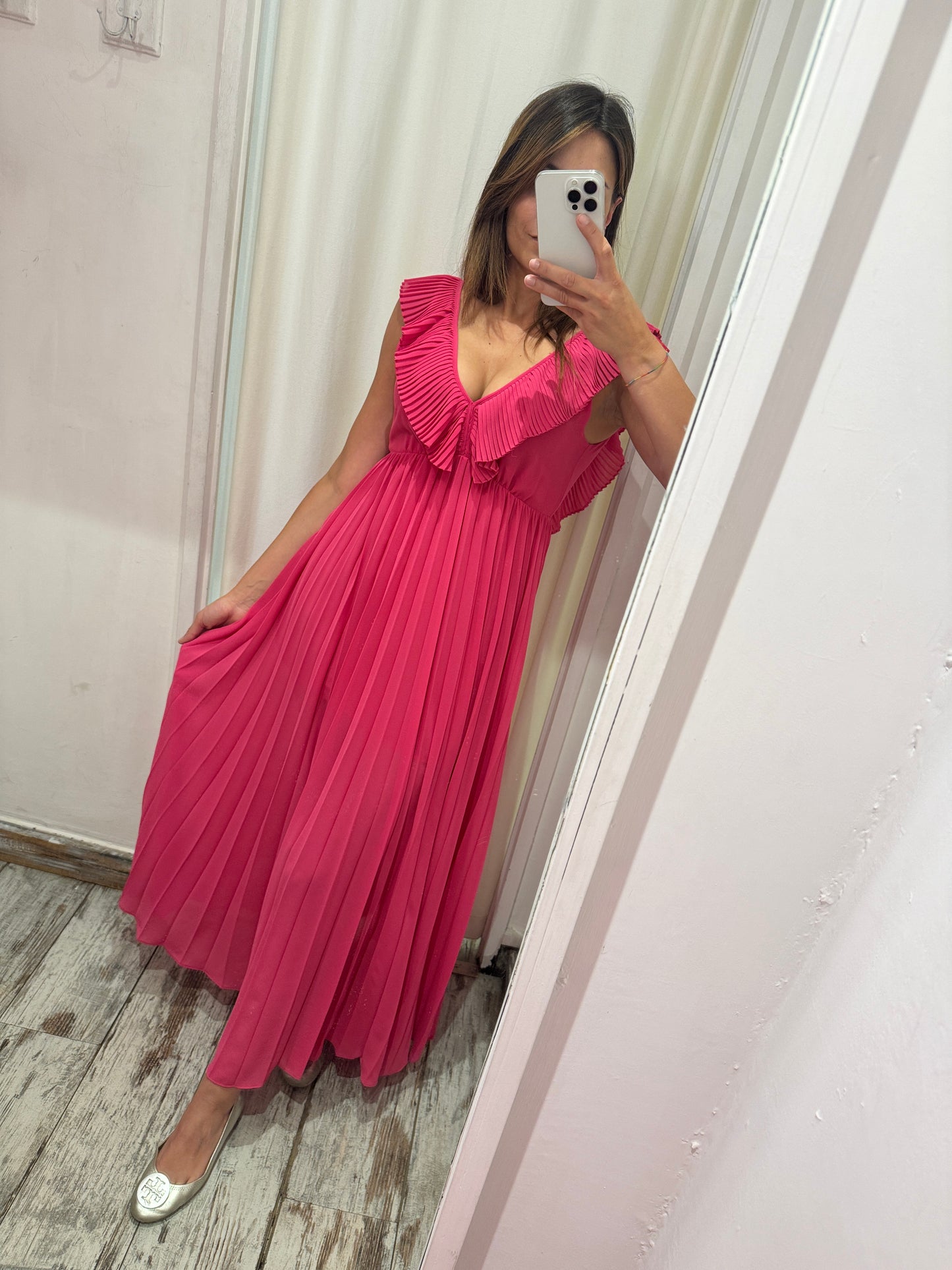 ABITO TWINSET FUCSIA PLISSÈ