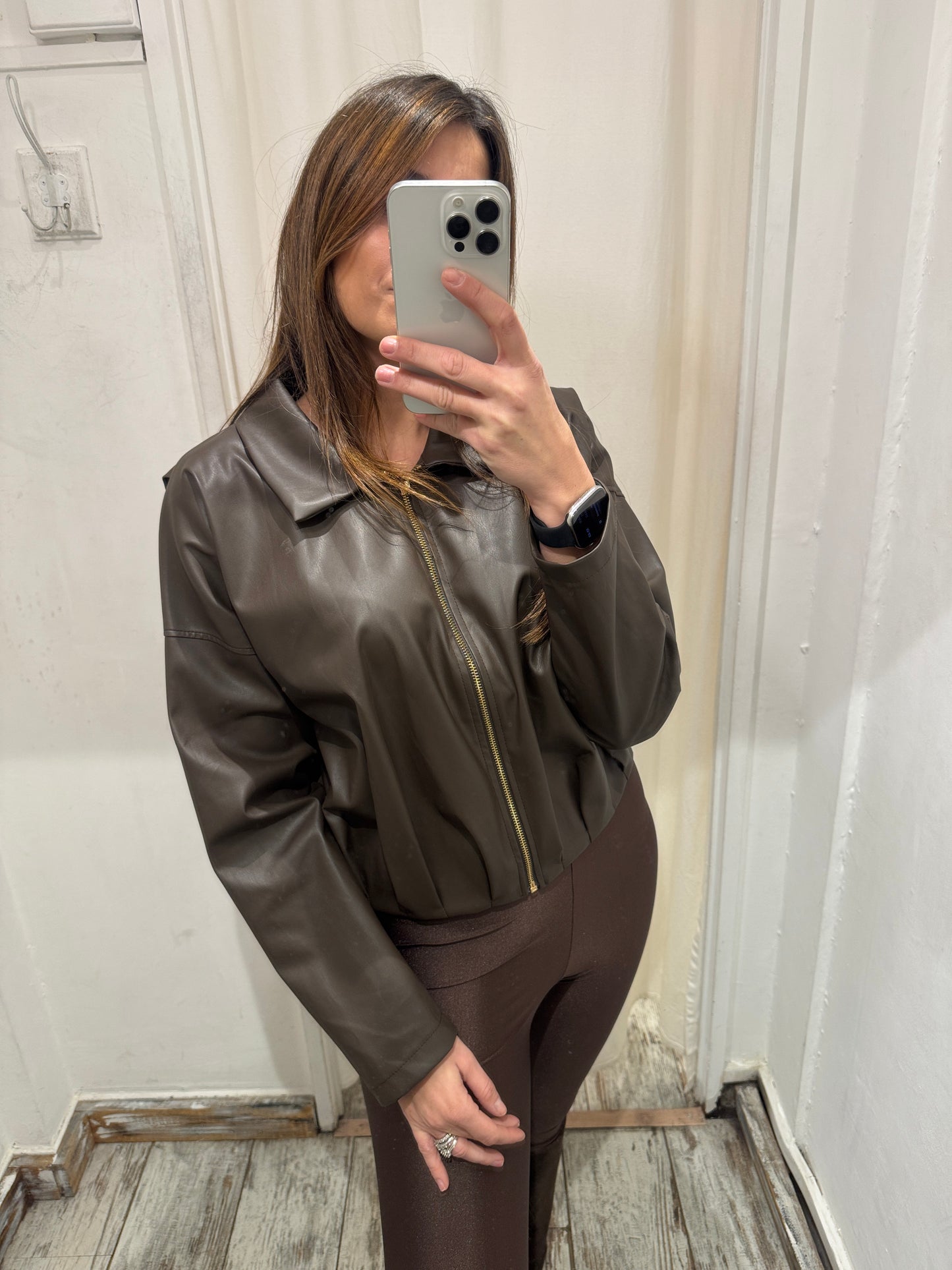 NEW COLLECTION - BOMBER ECOPELLE MARRONE