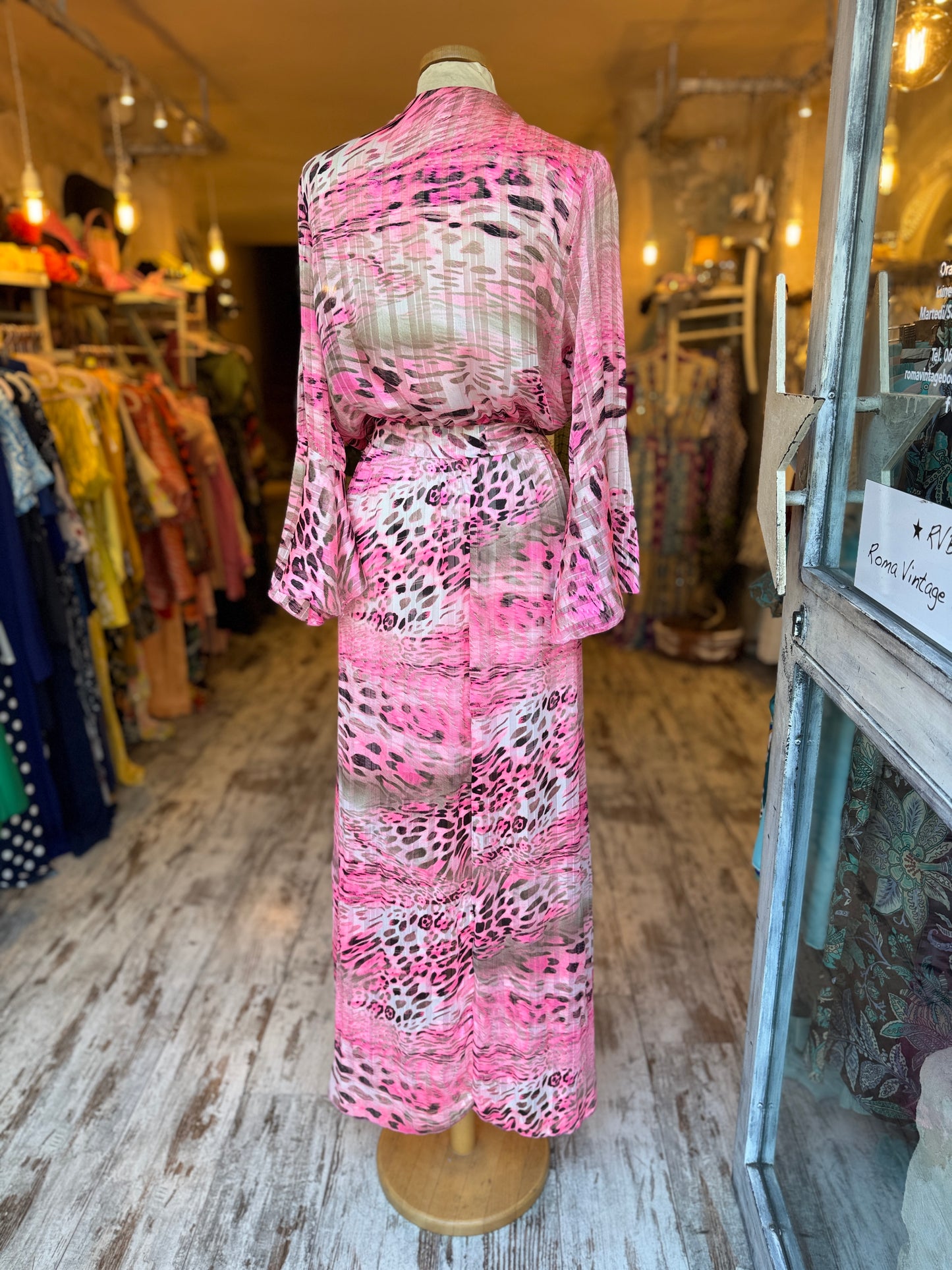 ABITO LUNGO ANIMALIER FUCSIA
