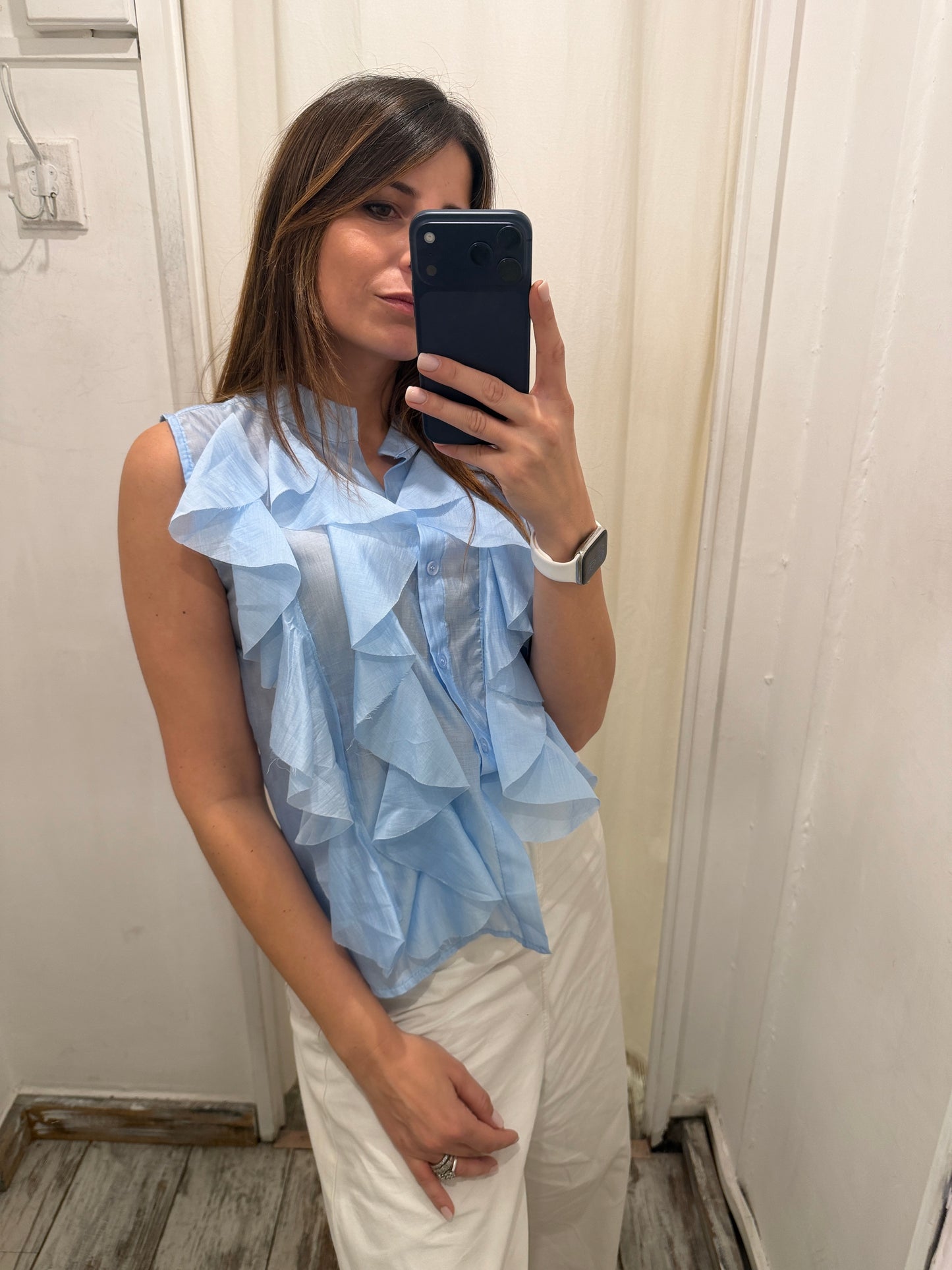 NEW COLLECTION - CAMICIA CELESTE ROUCHES