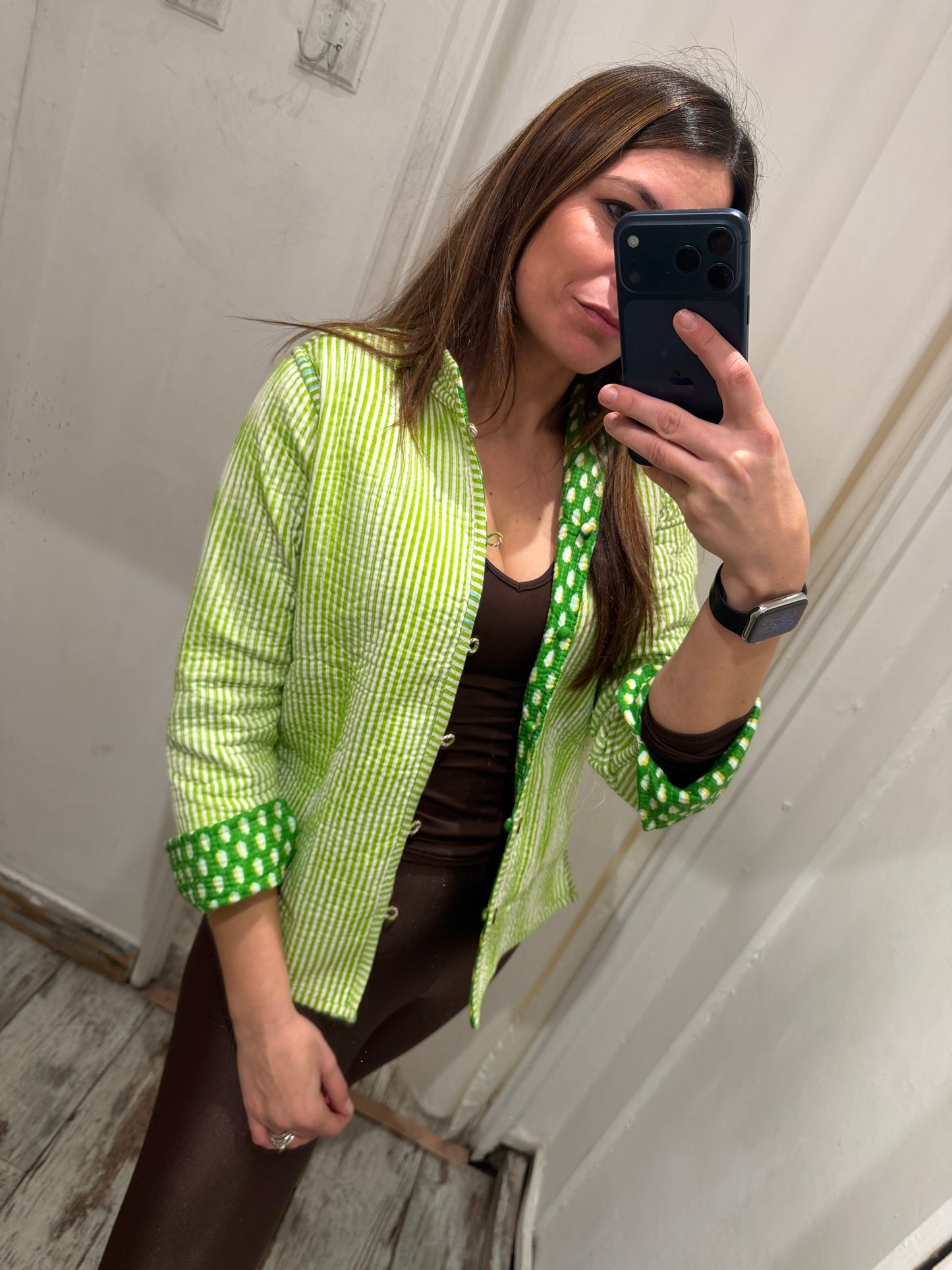 NEW COLLECTION - GIACCA ETNICA DOUBLE FACE VERDE