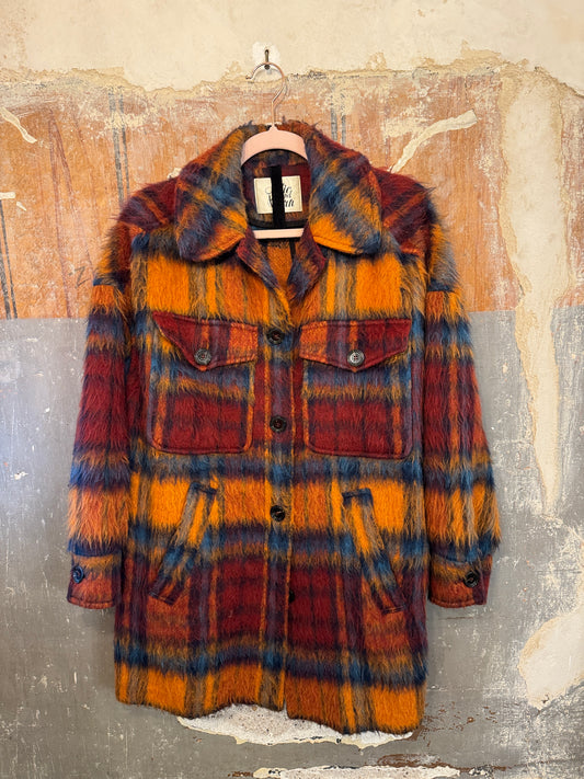 GIACCA CAMICIA ATTIC&BARN CHECK ARANCIO E BORDEAUX