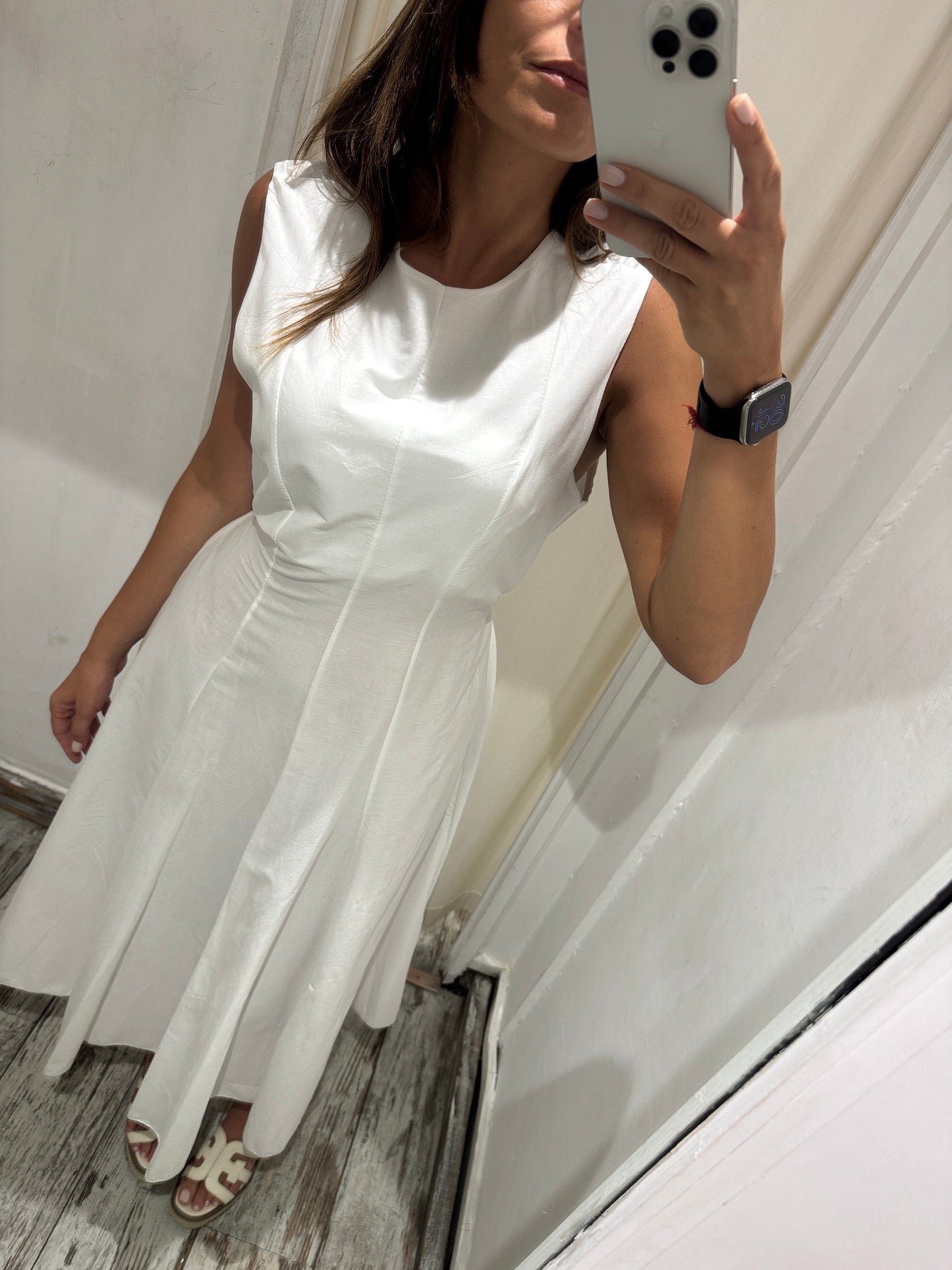 ABITO MIDI BIANCO SVASATO