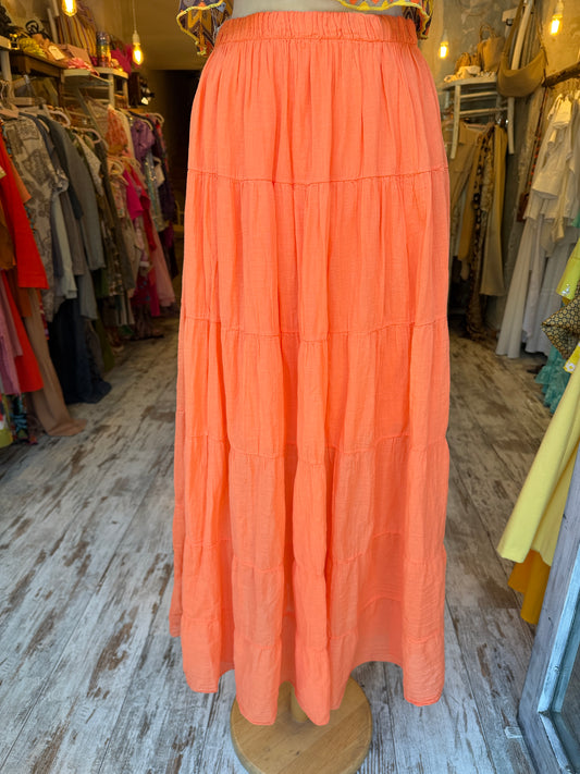NEW COLLECTION - GONNA LUNGA COTONE ARANCIONE
