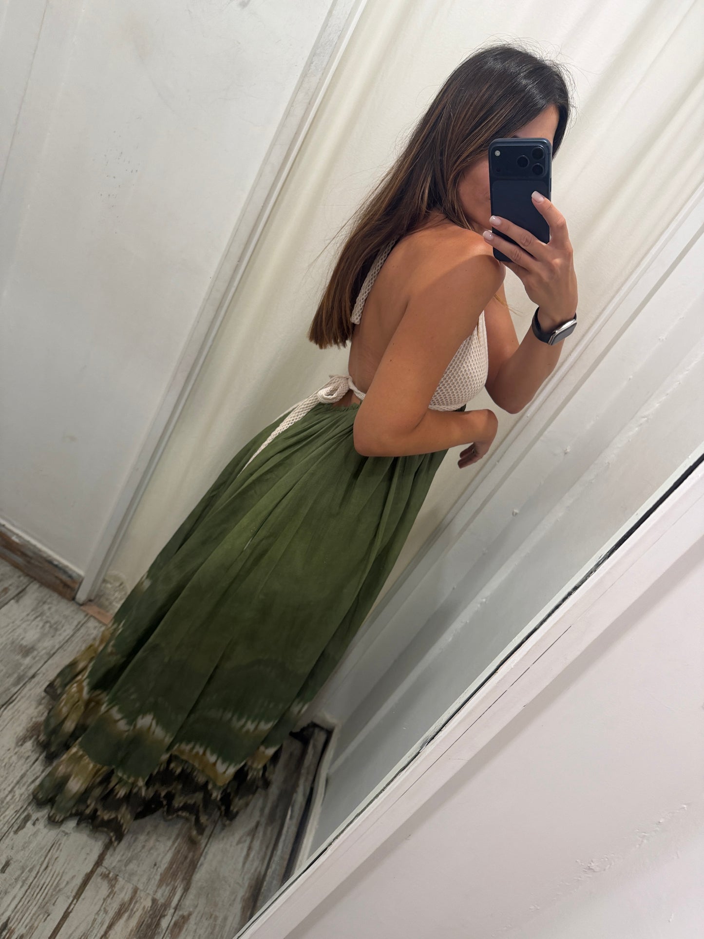 ABITO LUNGO PANNA E VERDE MILITARE