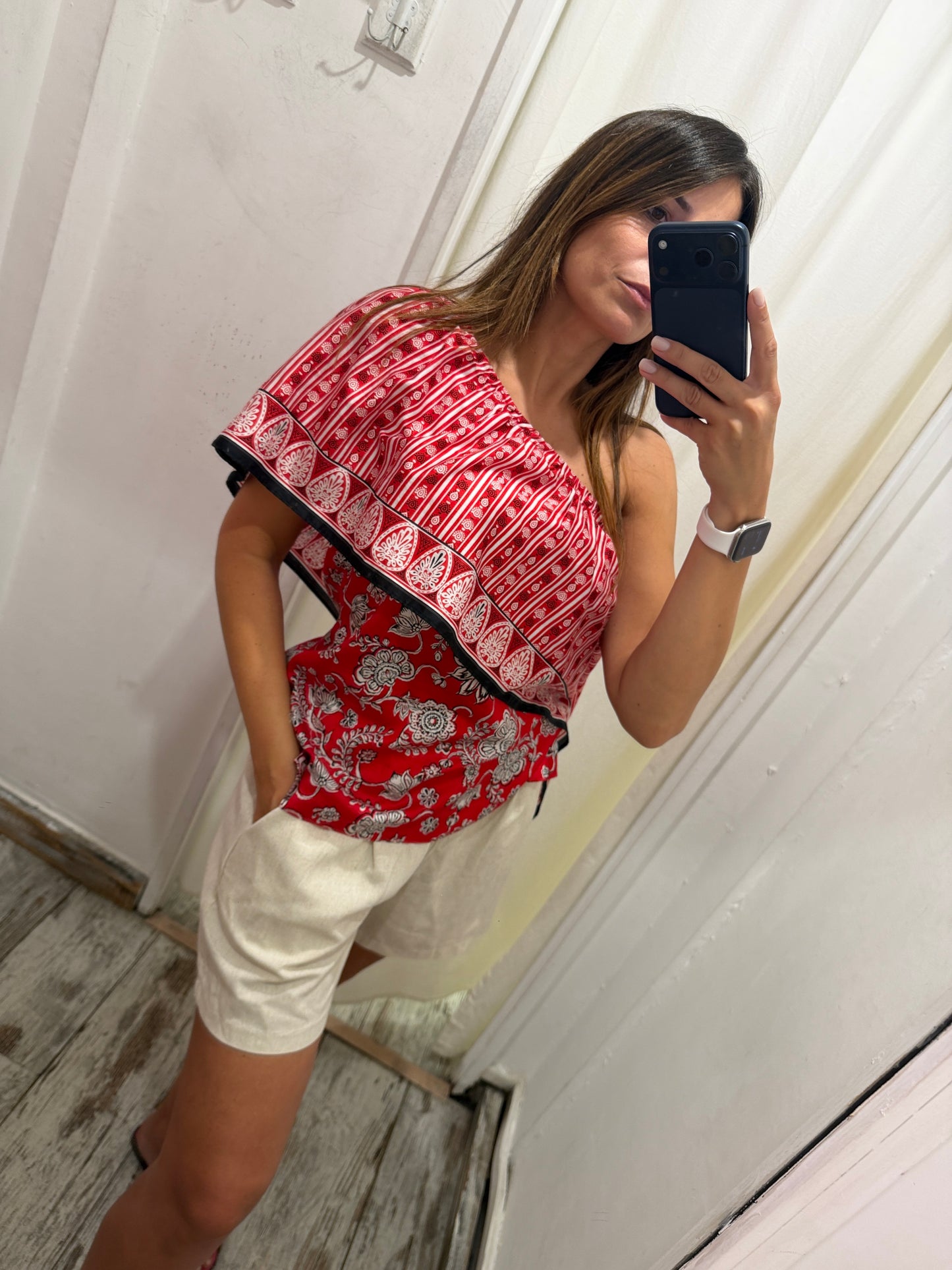TOP MONOSPALLA RALPH LAUREN ROSSO FANTASIA