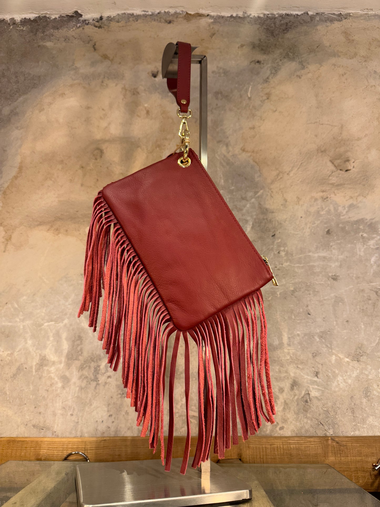 POCHETTE FRANGE IN PELLE