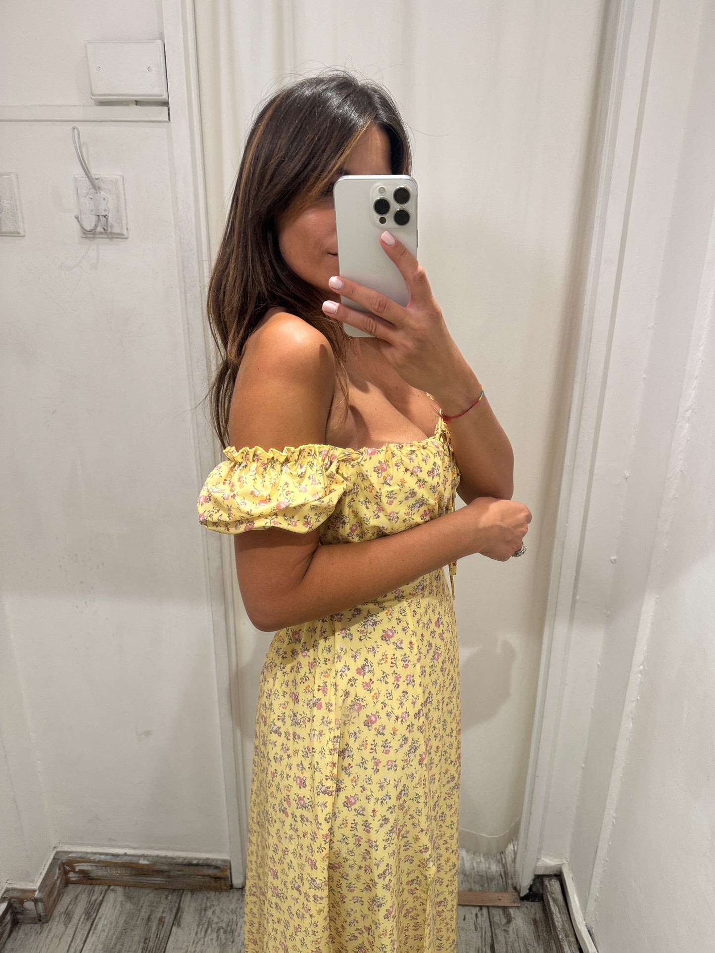 ABITO LUNGO GIALLO FLOREALE