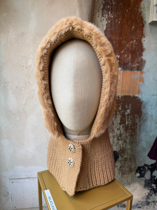 BALACLAVA CAMMELLO con ECOPELLICCIA