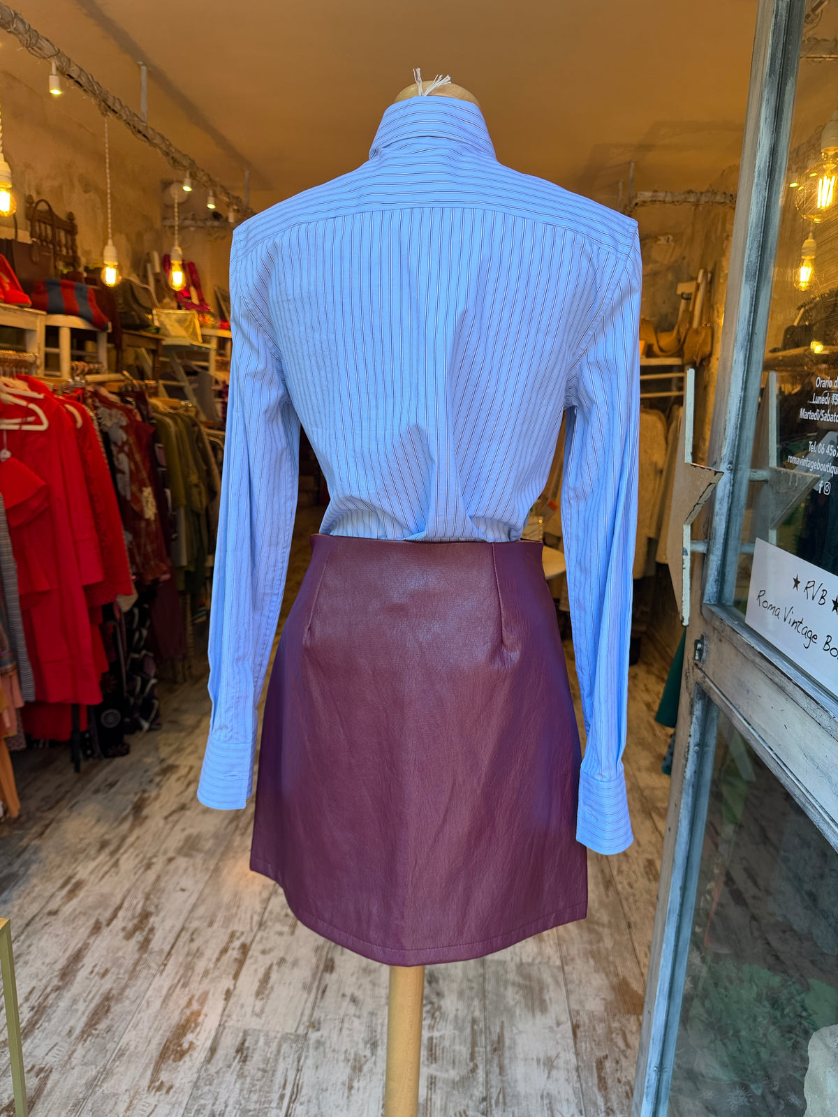 CAMICIA ERMANNO SCERVINO CELESTE RIGHINE CON STRASS
