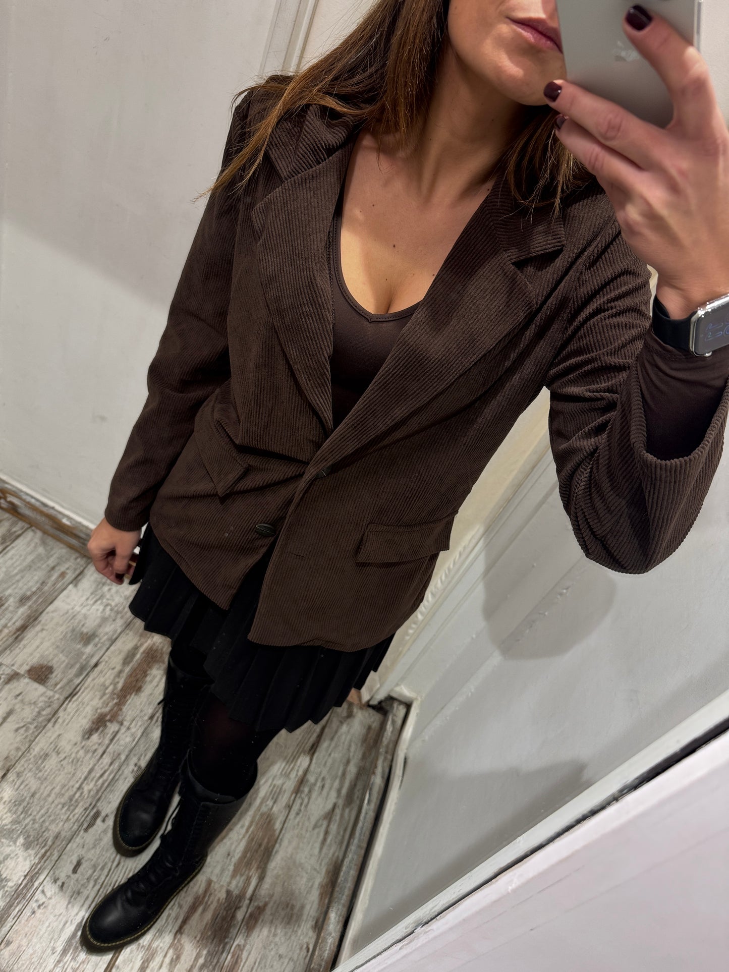 BLAZER VELLUTO COSTINE MARRONE