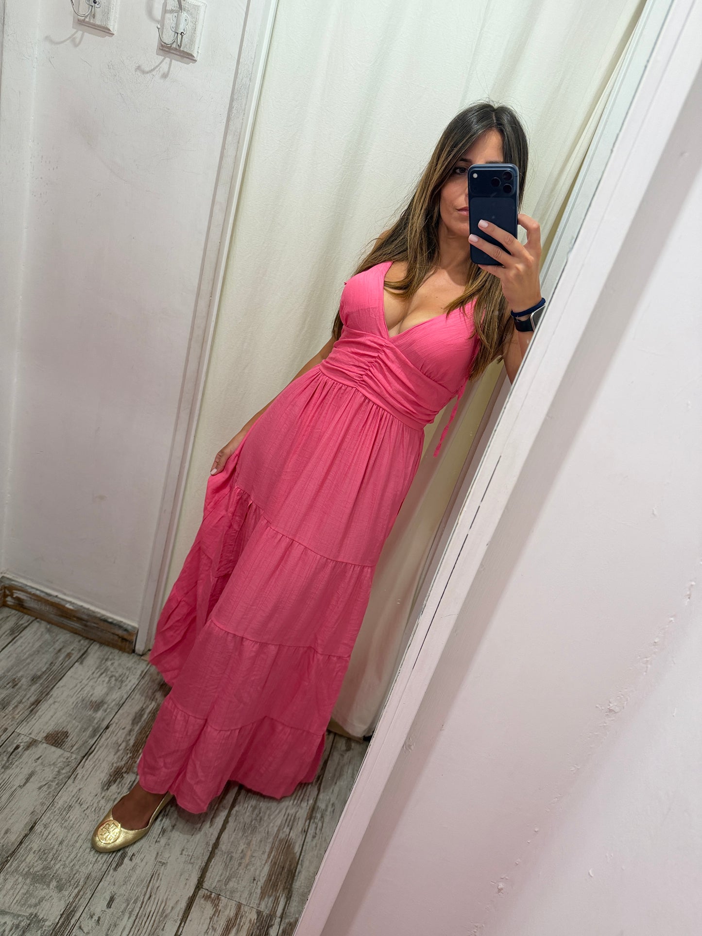 ABITO LUNGO ROSA BARBIE SPACCO