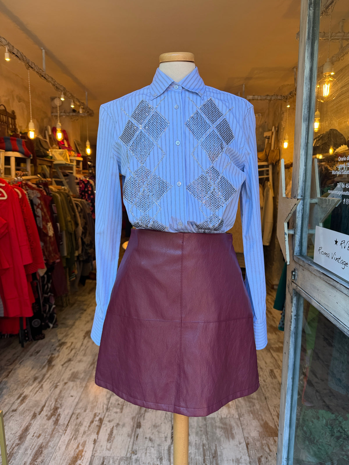 MINI GONNA ECOPELLE BORDEAUX