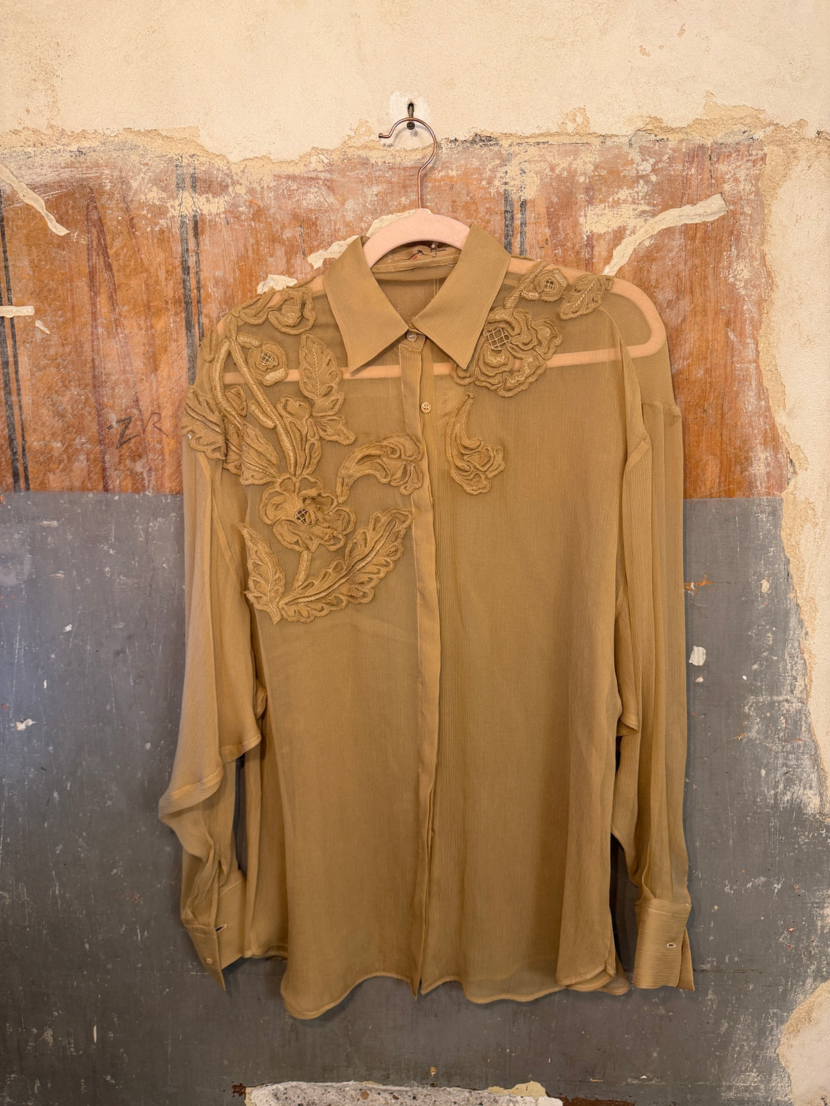 CAMICIA ERMANNO SCERVINO SETA CAMMELLO