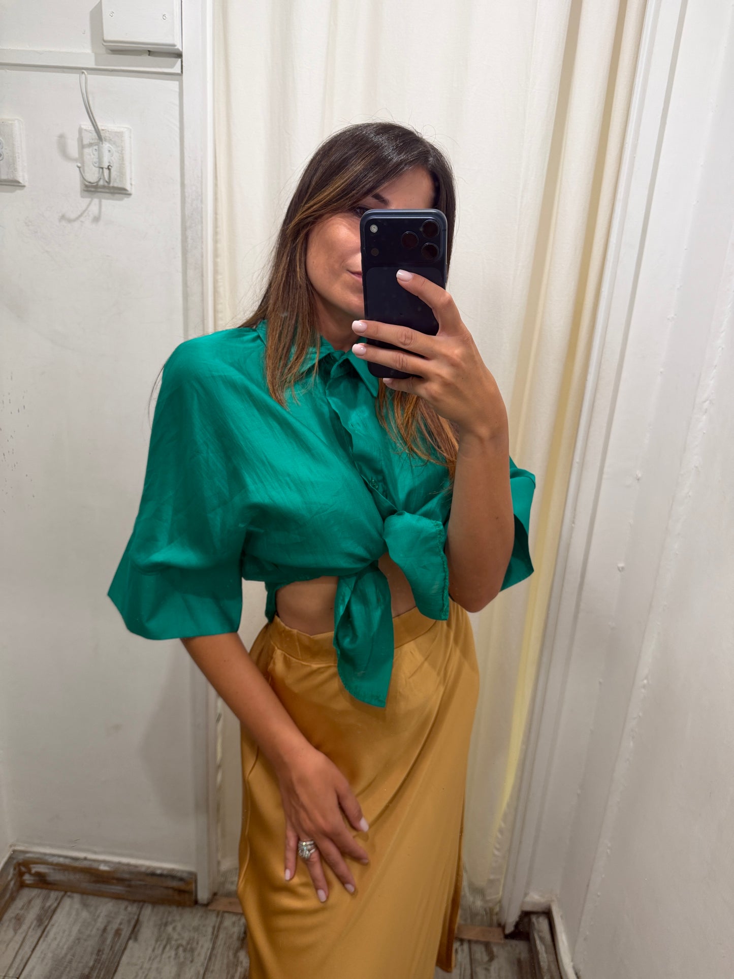 CAMICIA OVER SMERALDO VELATA
