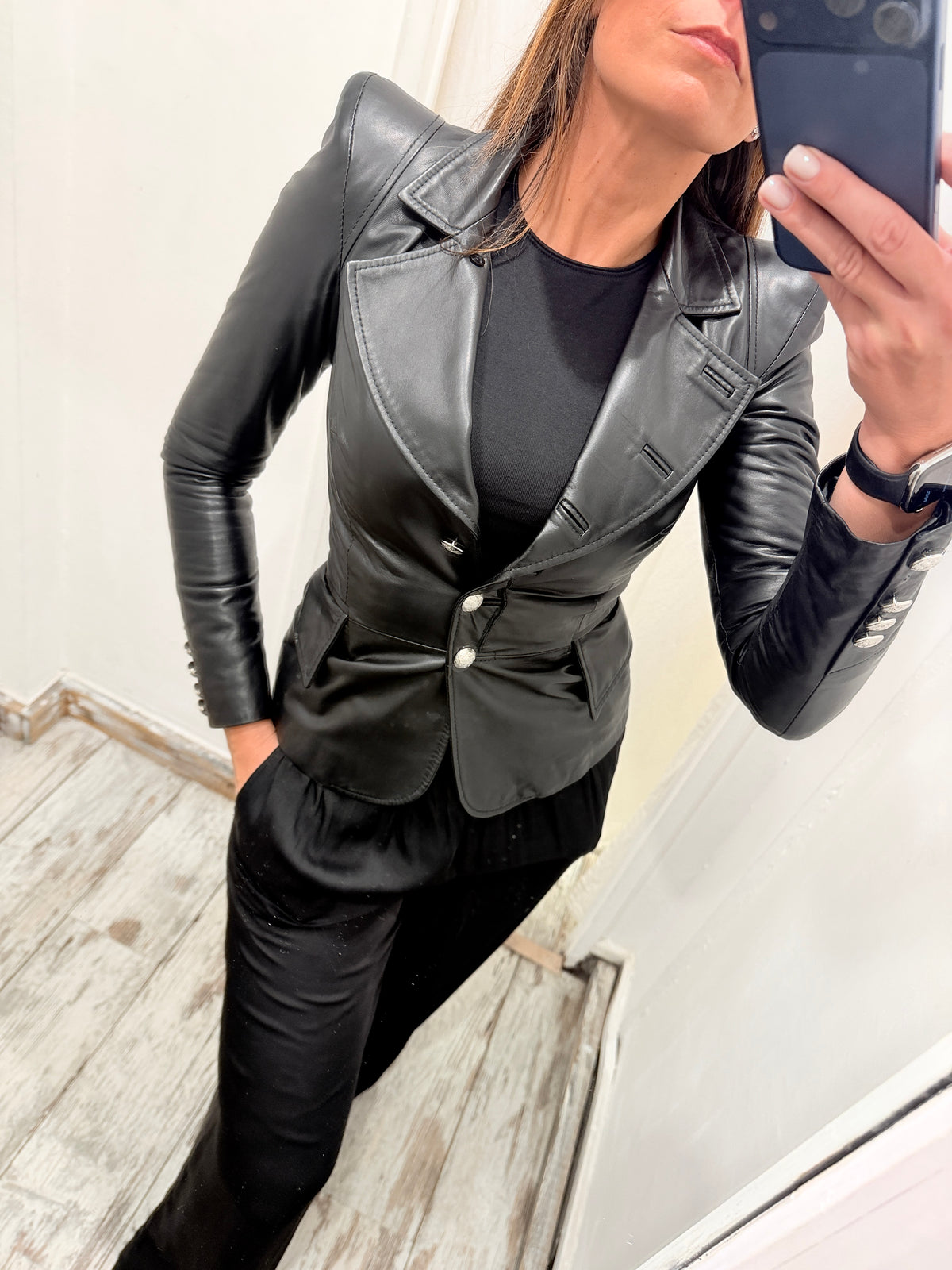 BLAZER ADELE FADO PELLE NERO