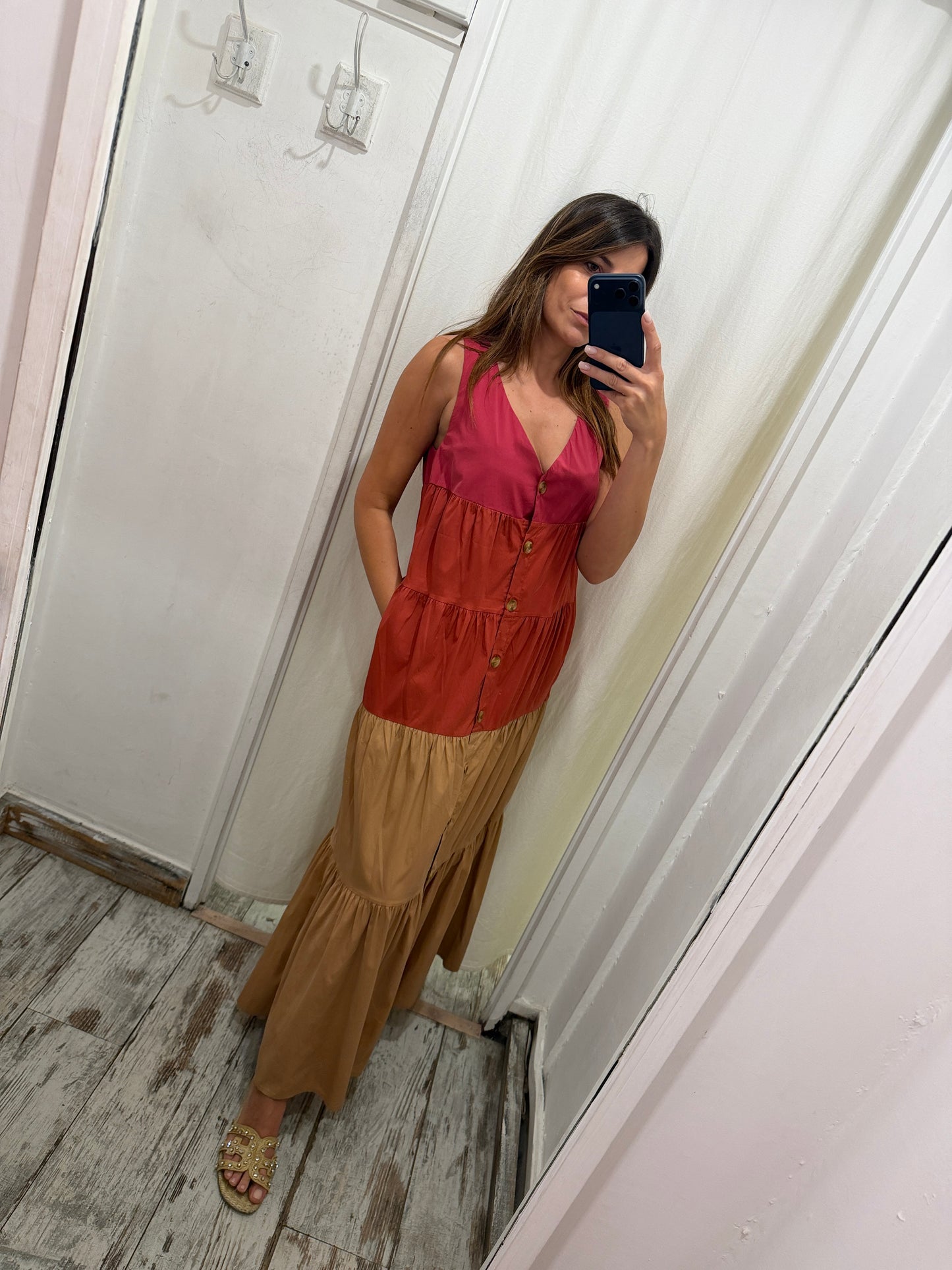 ABITO SEMICOUTURE LUNGO 3 COLORI A BALZE