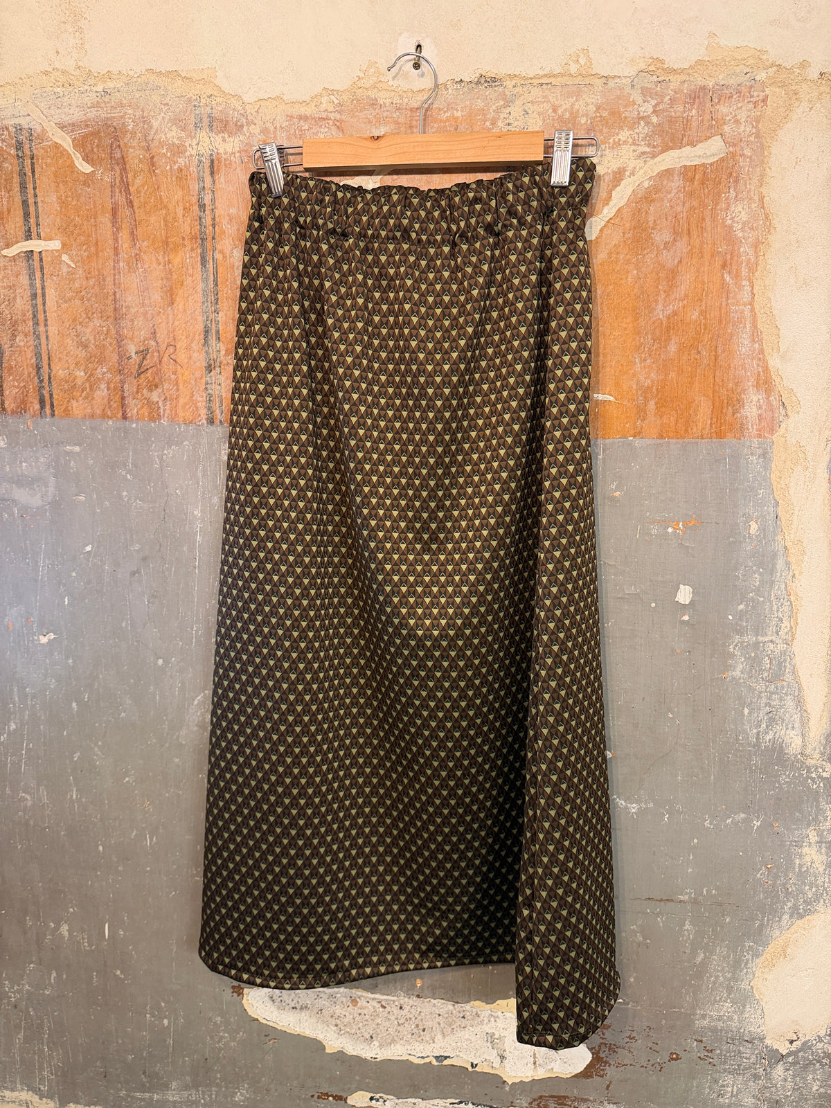 GONNA SARTORIALE ALICE B HANDMADE MARRONE E VERDE