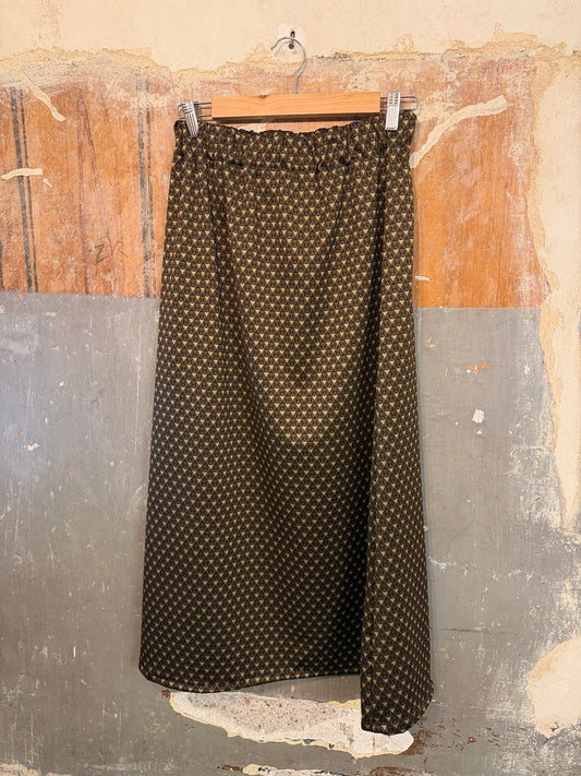 GONNA SARTORIALE ALICE B HANDMADE MARRONE E VERDE