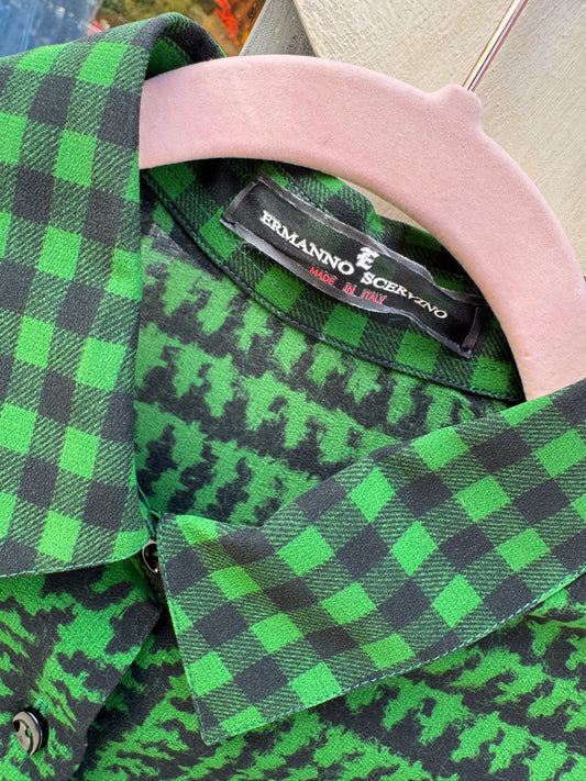 CAMICIA ERMANNO SCERVINO FANTASIA VERDE E NERO