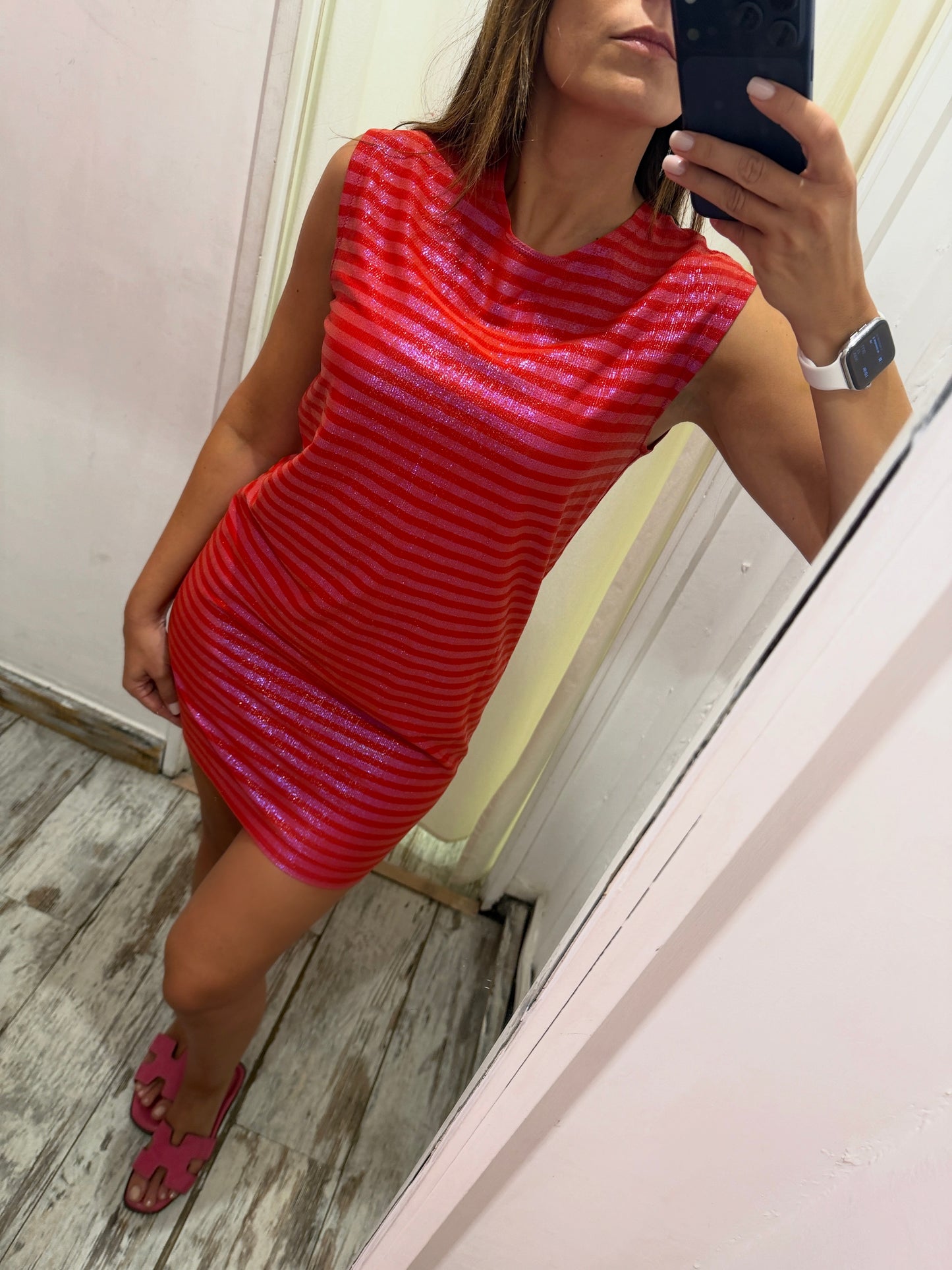 ABITO LENKA PADYSAKOVA RIGHE ROSA E ROSSO