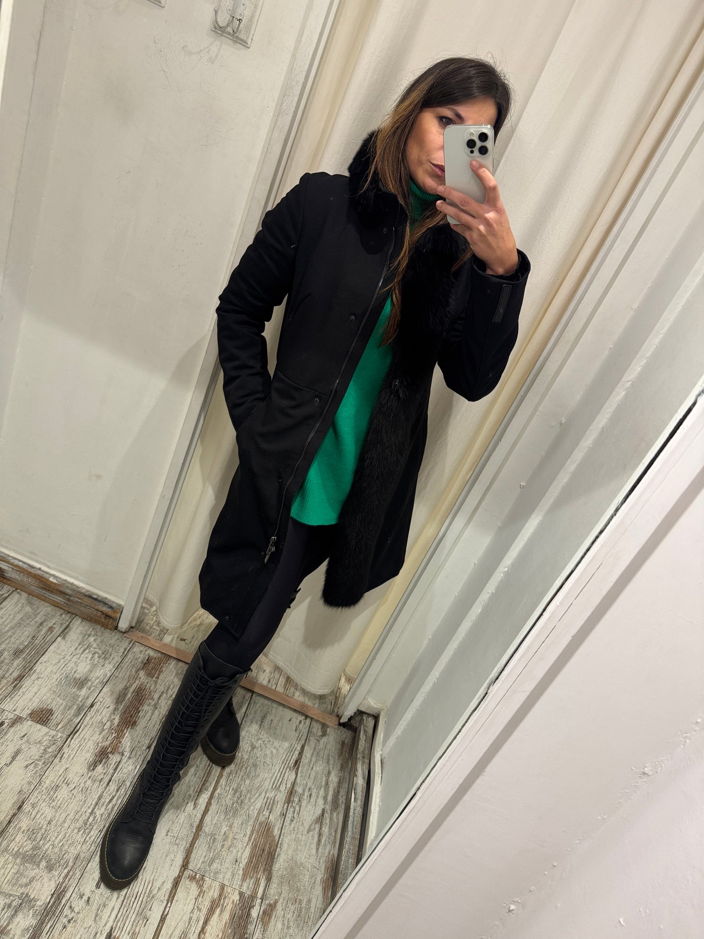 CAPPOTTO PRADA CON PELLICCIA NERO