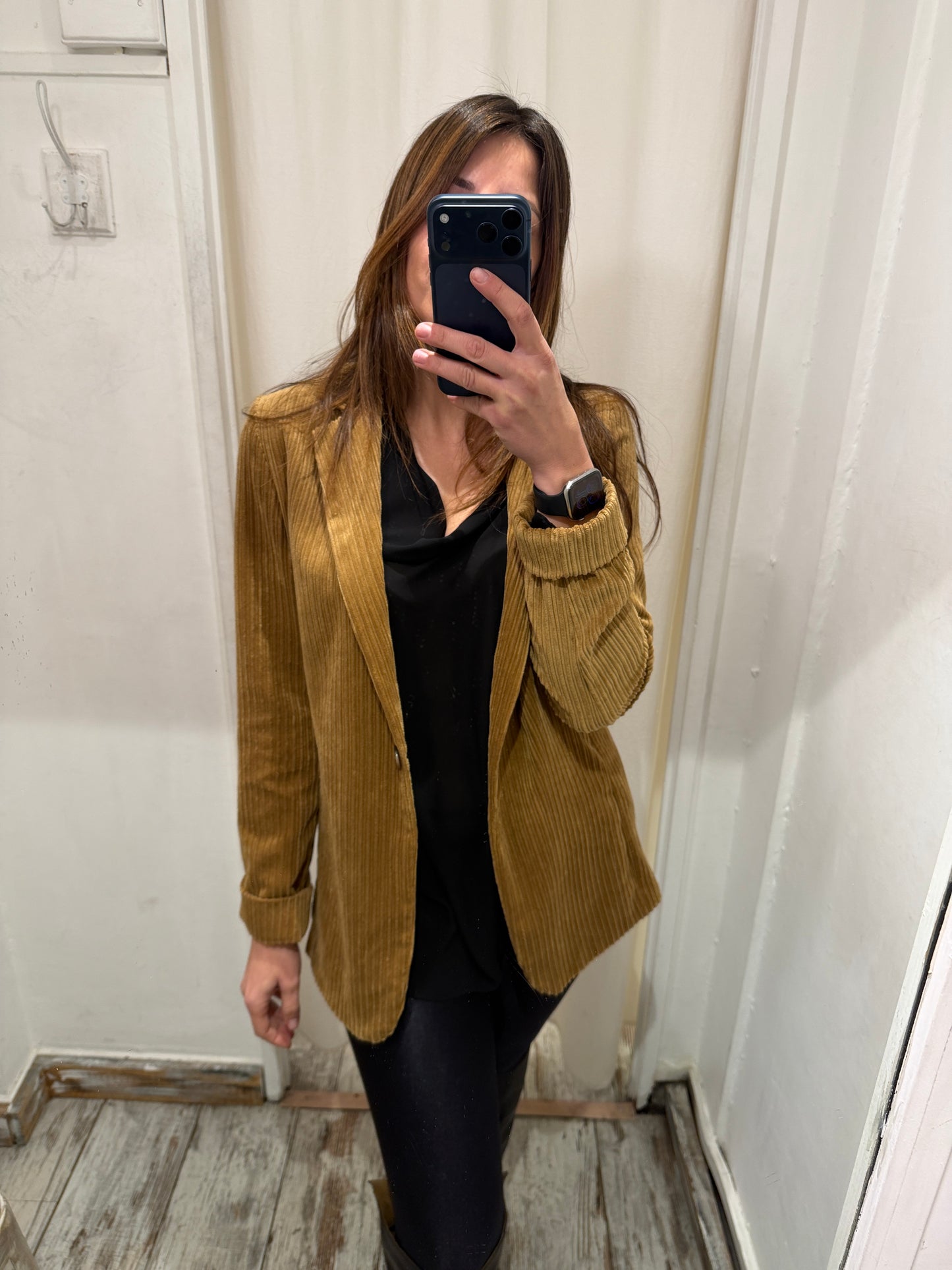 NEW COLLECTION - BLAZER PLACE ME VELLUTO MILLERIGHE CAMMELLO