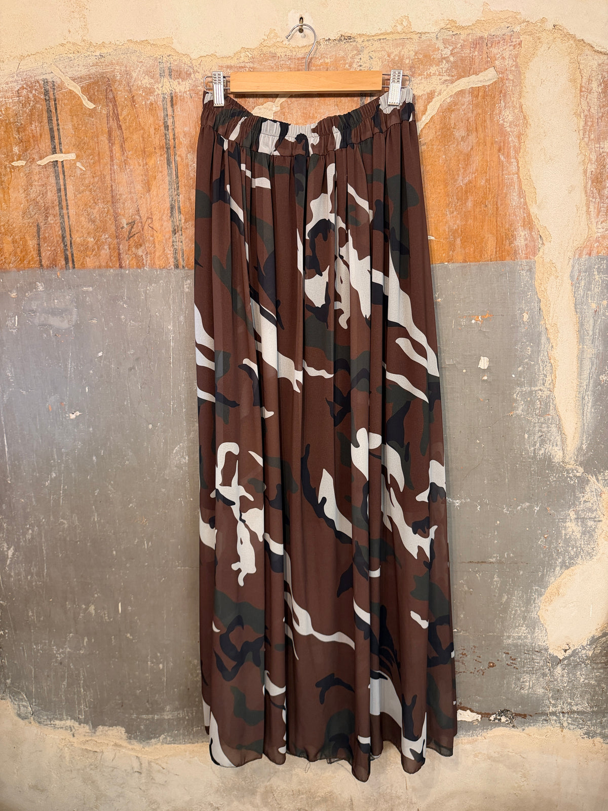 GONNA LUNGA CAMOUFLAGE MARRONE