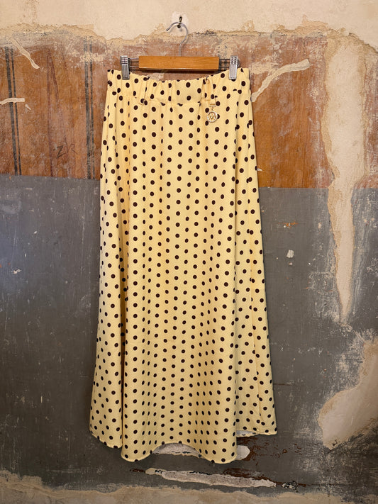 NEW COLLECTION - GONNA LONGUETTE GIALLA POIS MARRONI
