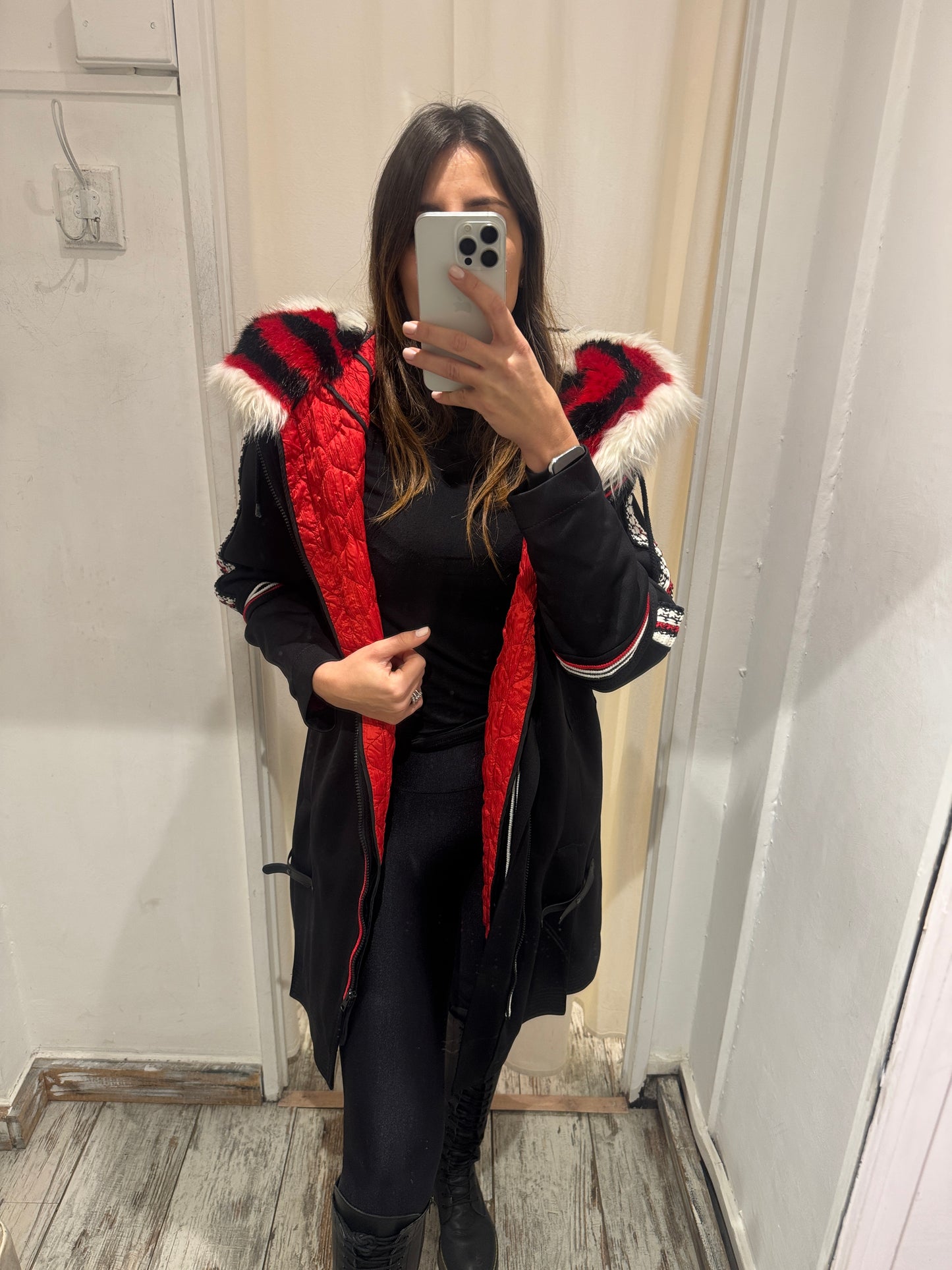 CAPPOTTO SPORTIVO ERMANNO SCERVINO NERO E ROSSO