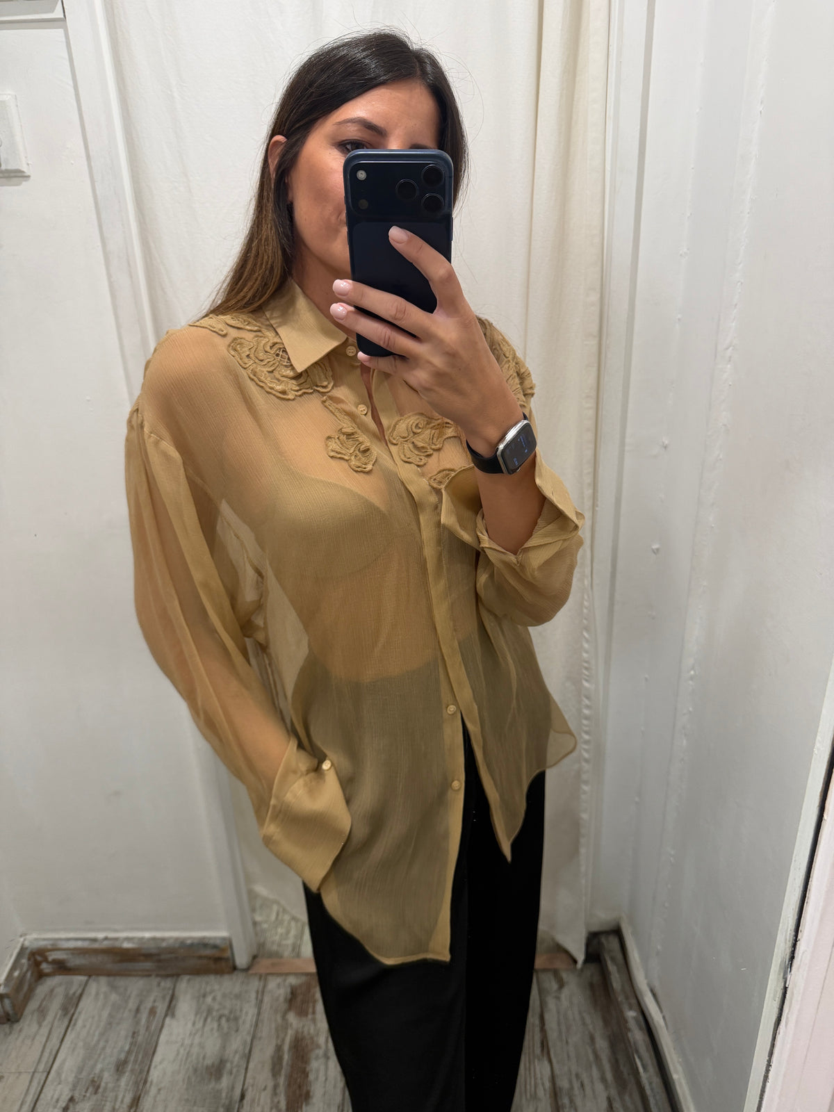 CAMICIA ERMANNO SCERVINO SETA CAMMELLO