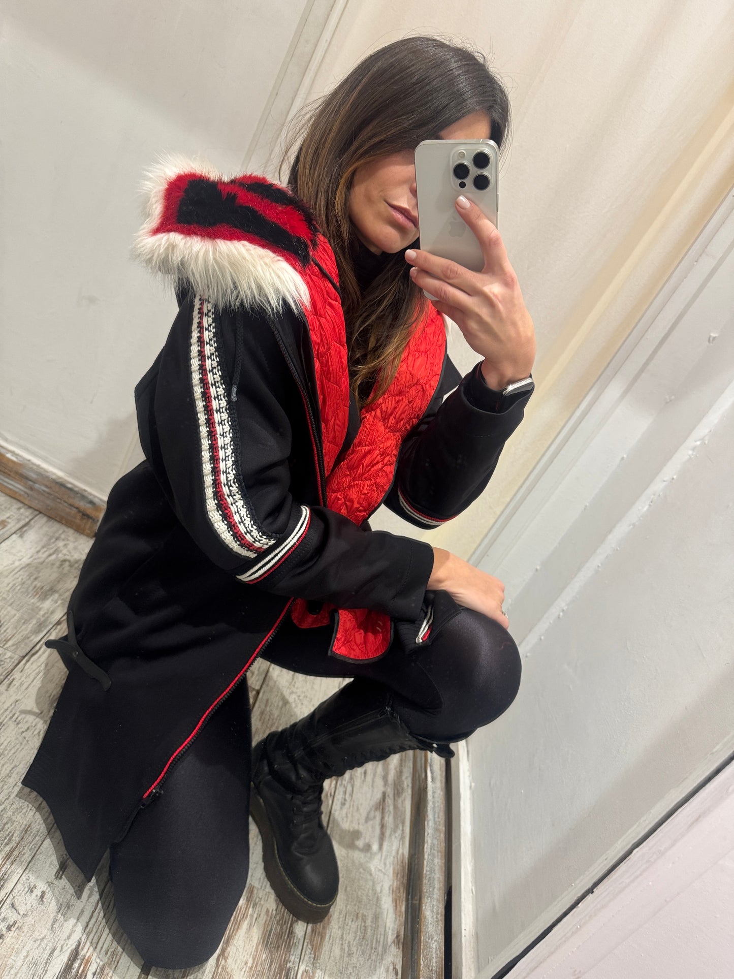 CAPPOTTO SPORTIVO ERMANNO SCERVINO NERO E ROSSO