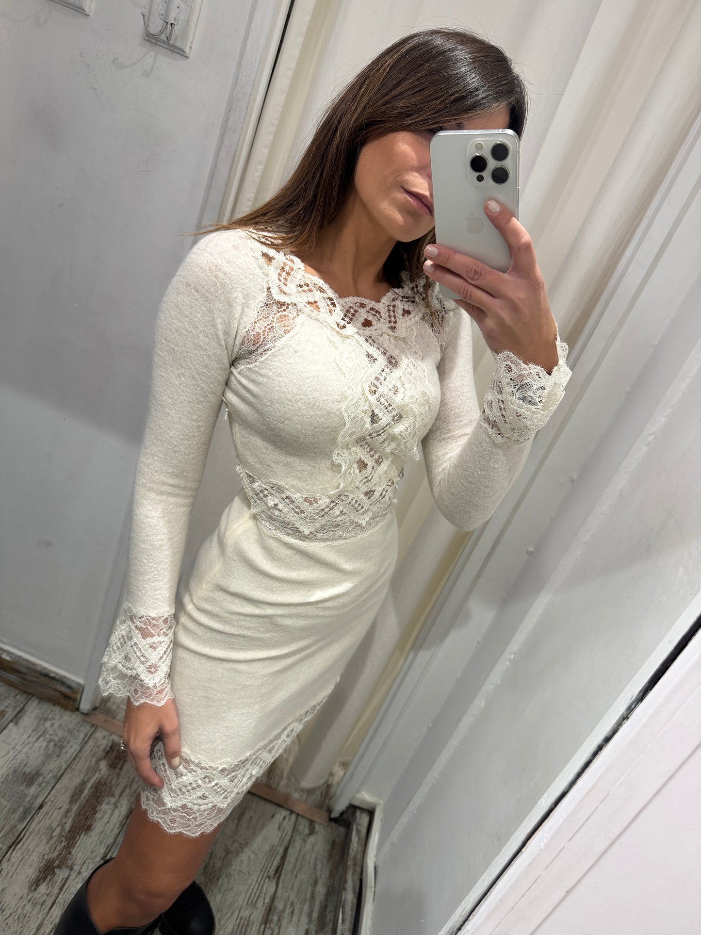 ABITO ERMANNO SCERVINO PANNA CON PIZZO